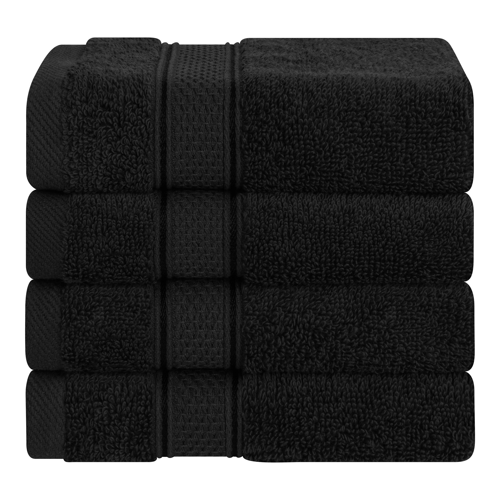 American Soft Linen, 100% Turkish Combed Cotton Luxury, Salem 4 Piece Washcloth Set - 60 Set Case Pack -black-1