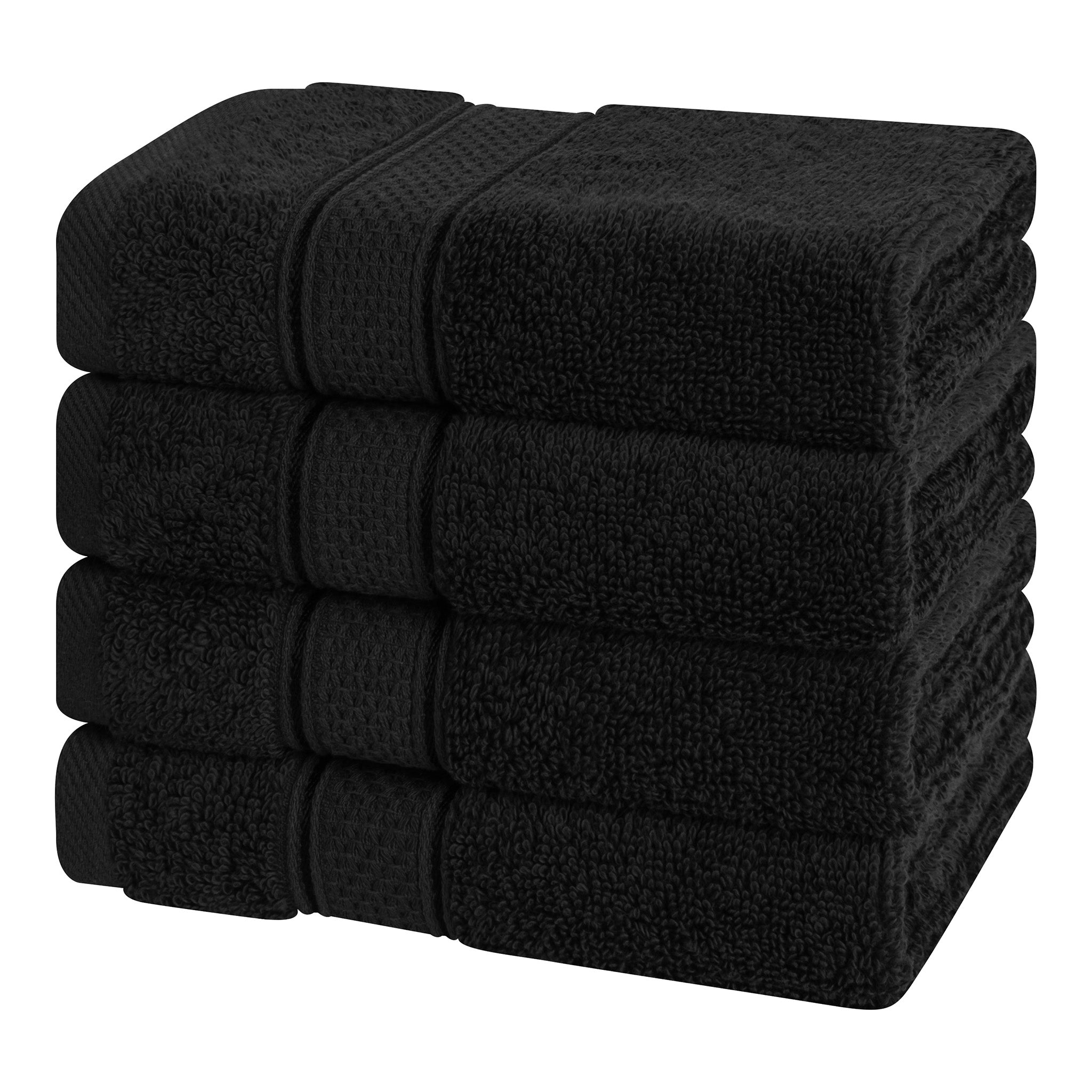 American Soft Linen, 100% Turkish Combed Cotton Luxury, Salem 4 Piece Washcloth Set - 60 Set Case Pack -black-4