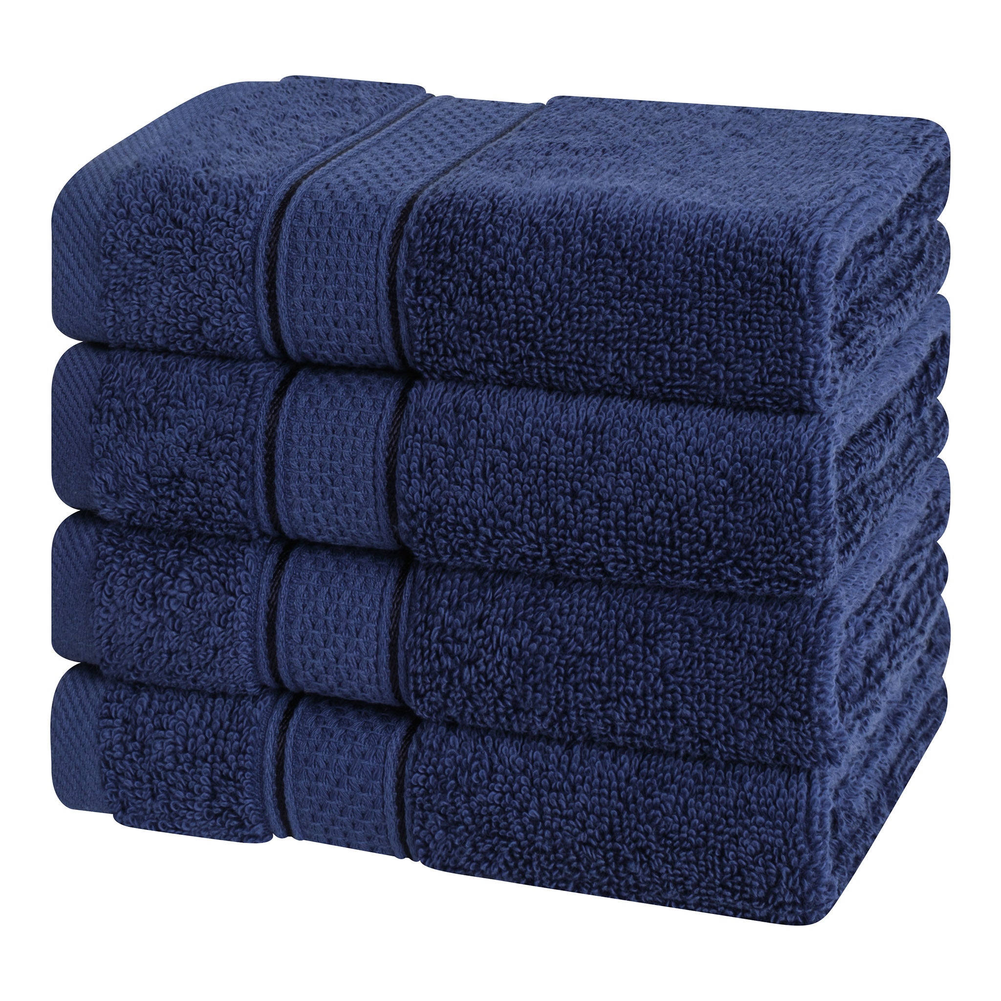 American Soft Linen, 100% Turkish Combed Cotton Luxury, Salem 4 Piece Washcloth Set - 60 Set Case Pack -navy-blue-4