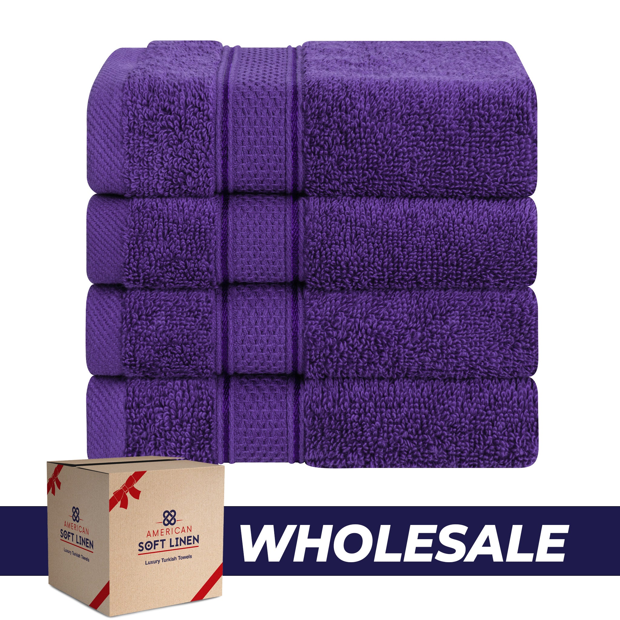 American Soft Linen, 100% Turkish Combed Cotton Luxury, Salem 4 Piece Washcloth Set - 60 Set Case Pack -purple-0