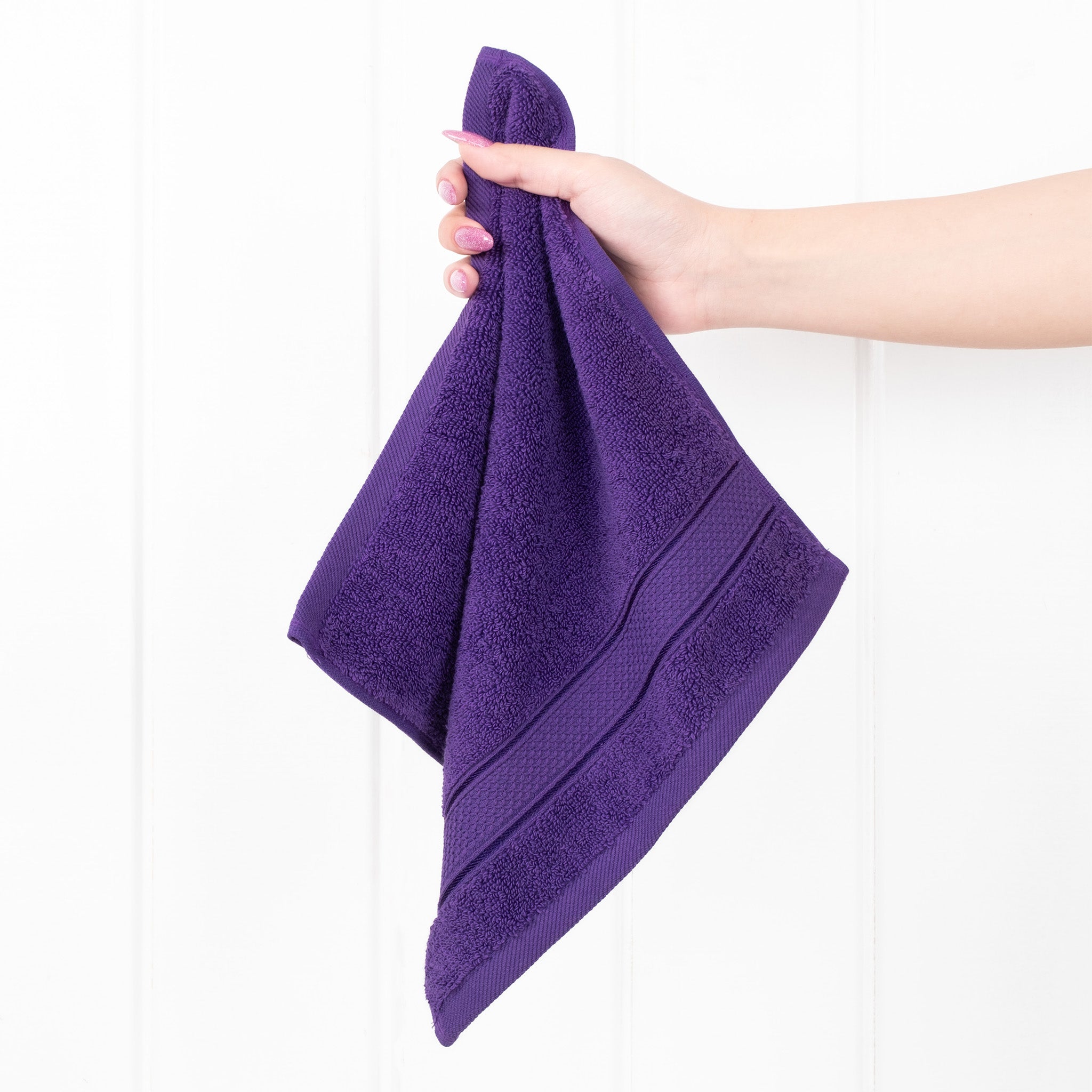 American Soft Linen, 100% Turkish Combed Cotton Luxury, Salem 4 Piece Washcloth Set - 60 Set Case Pack -purple-2