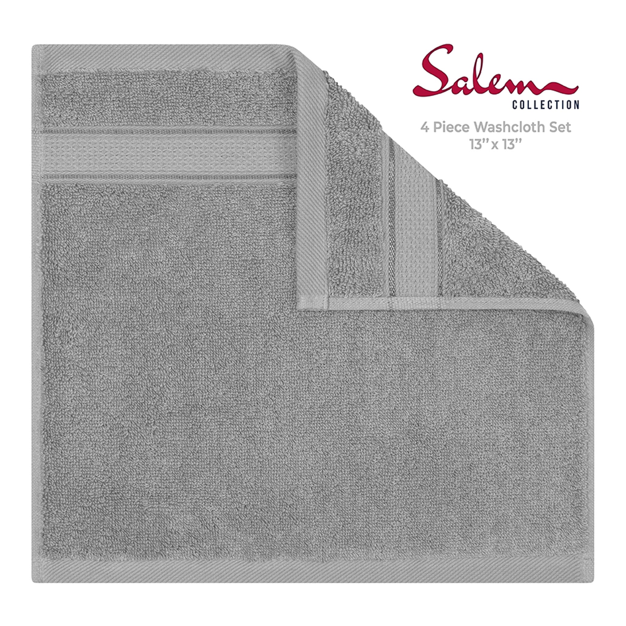 American Soft Linen, 100% Turkish Combed Cotton Luxury, Salem 4 Piece Washcloth Set - 60 Set Case Pack -rockridge-gray-3