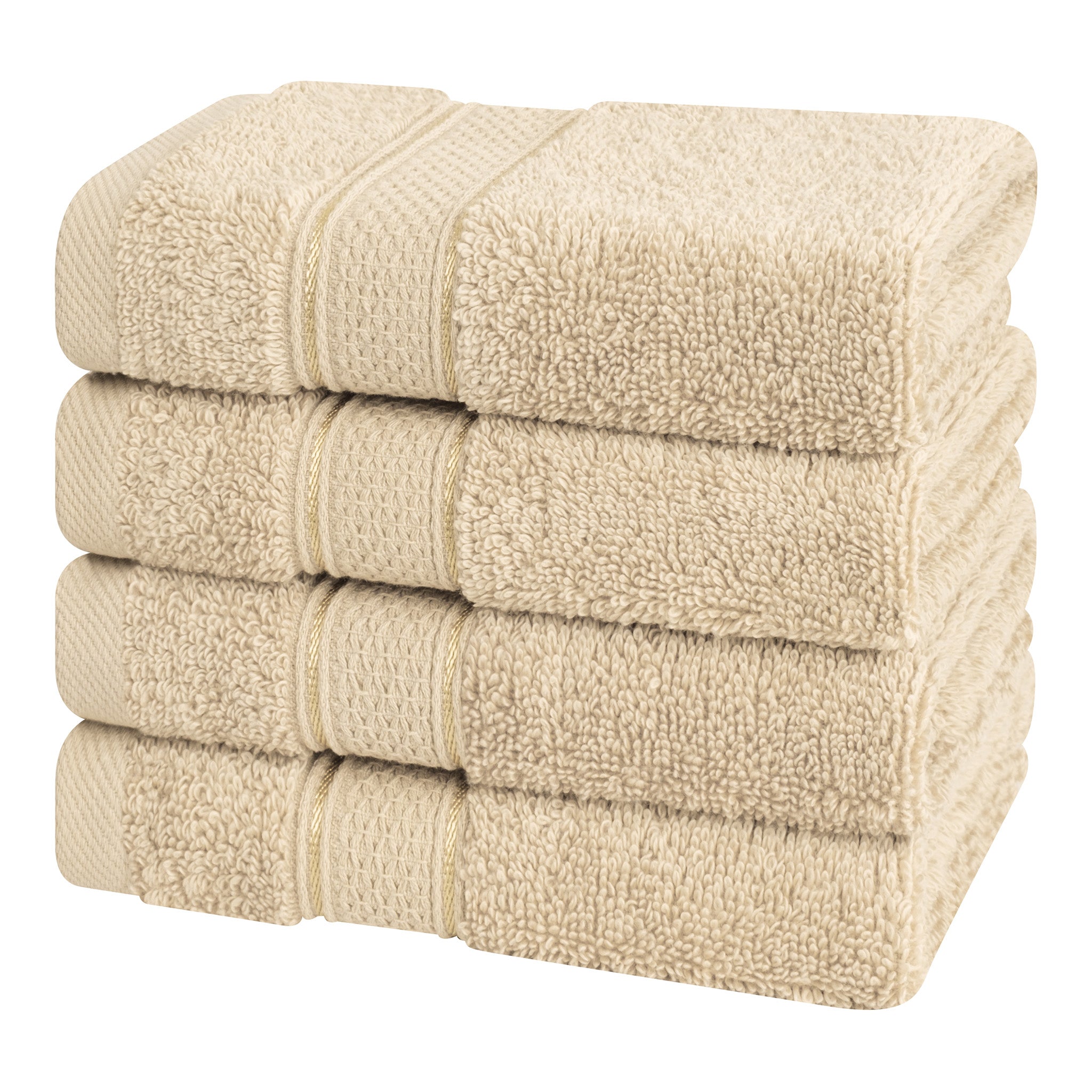American Soft Linen, 100% Turkish Combed Cotton Luxury, Salem 4 Piece Washcloth Set - 60 Set Case Pack -sand-taupe-4