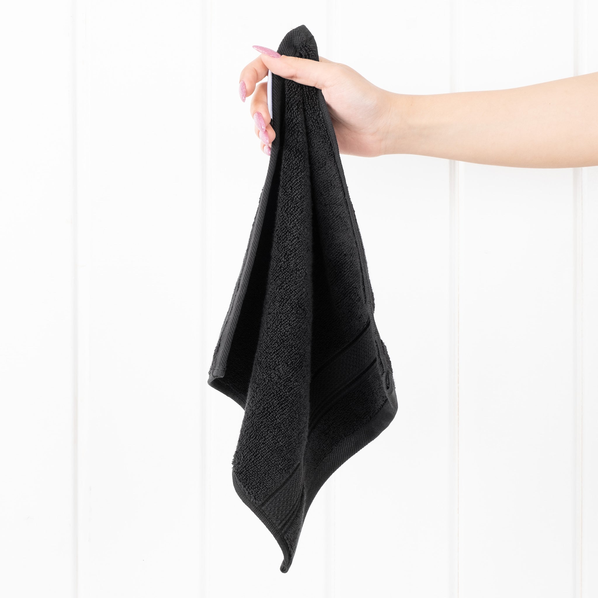 American Soft Linen Salem 100% Turkish Combed Cotton Luxury 4 Piece Washcloth Set -black-2