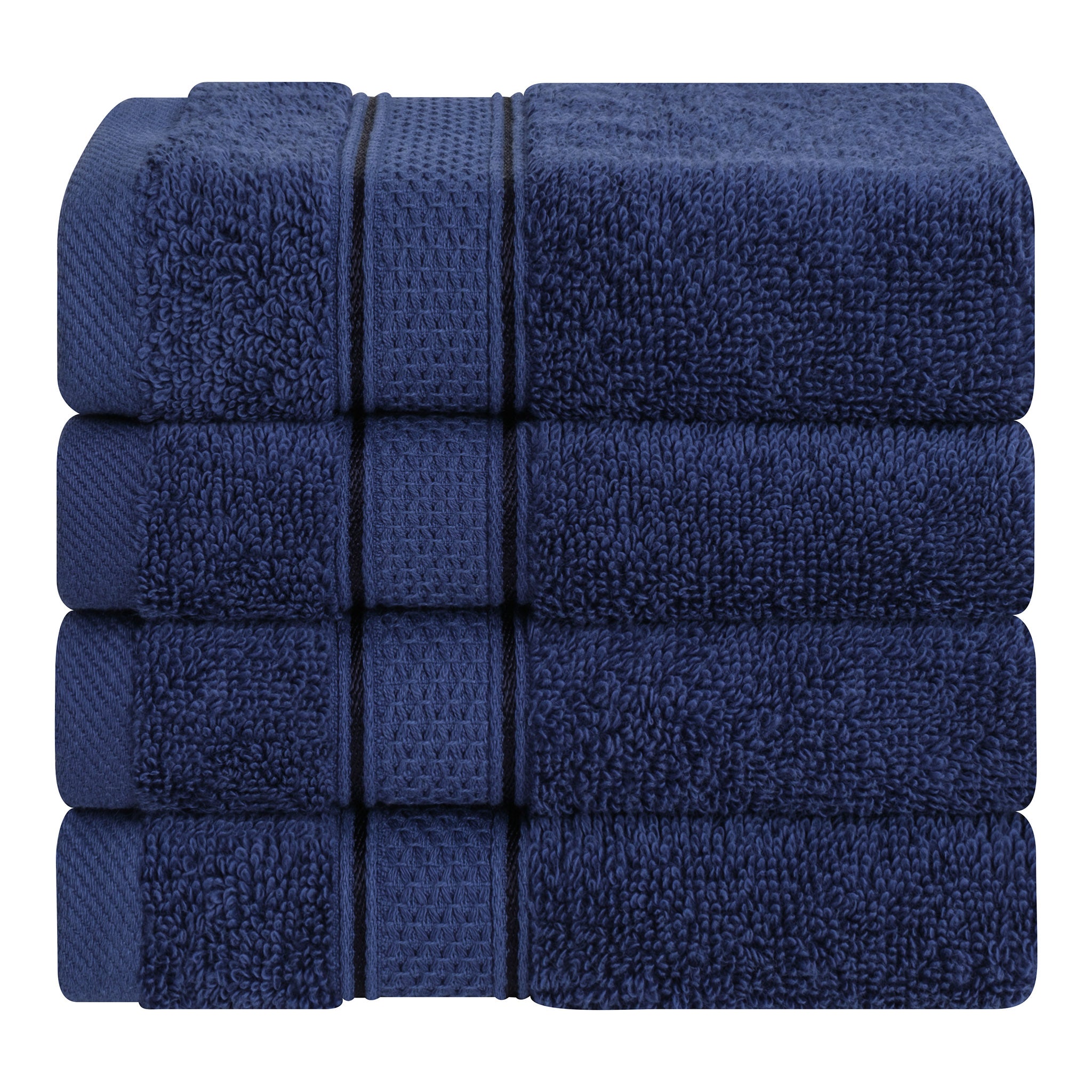 American Soft Linen Salem 100% Turkish Combed Cotton Luxury 4 Piece Washcloth Set -navy-blue-1