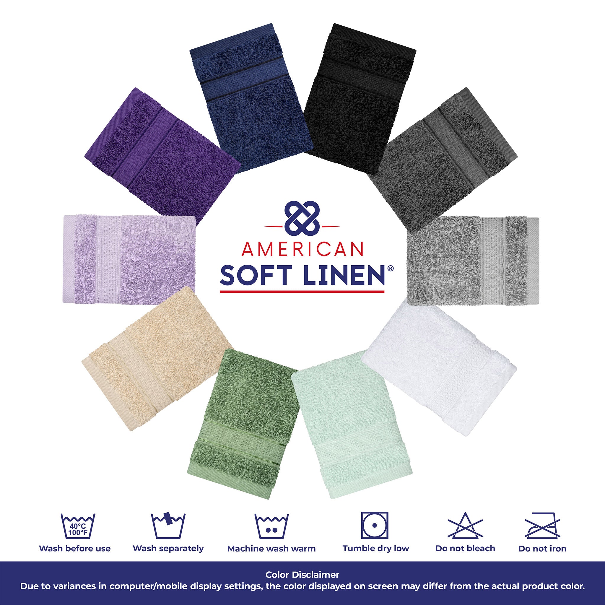 American Soft Linen Salem 100% Turkish Combed Cotton Luxury 4 Piece Washcloth Set -navy-blue-7