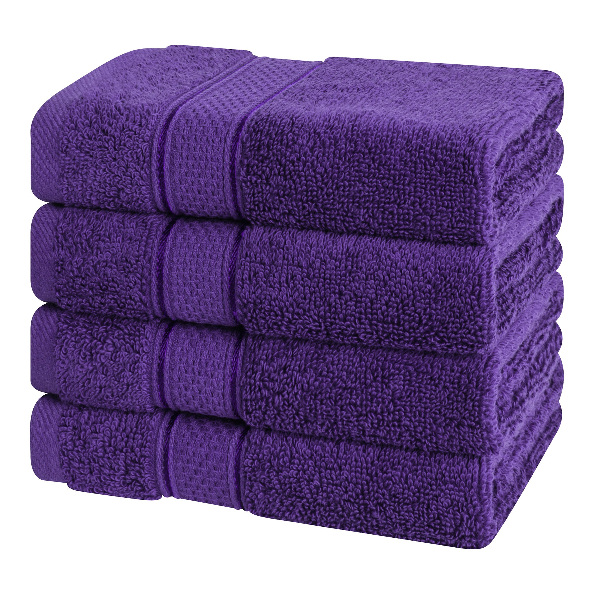 American Soft Linen Salem 100% Turkish Combed Cotton Luxury 4 Piece Washcloth Set -purple-4