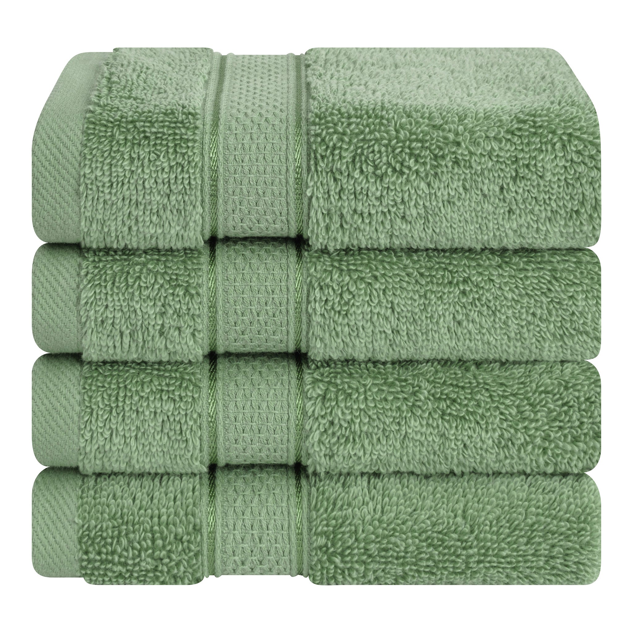 American Soft Linen Salem 100% Turkish Combed Cotton Luxury 4 Piece Washcloth Set -sage-green-1
