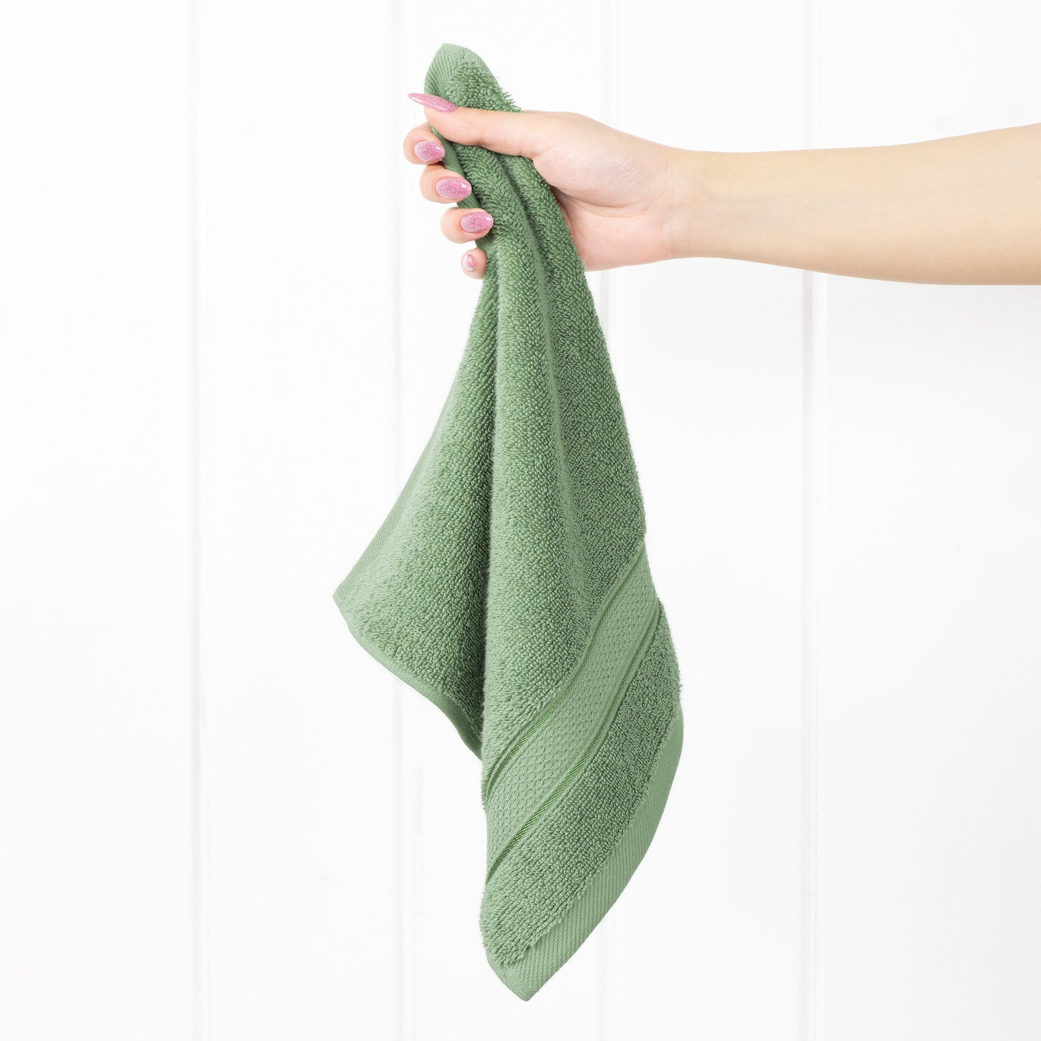 American Soft Linen Salem 100% Turkish Combed Cotton Luxury 4 Piece Washcloth Set -sage-green-2
