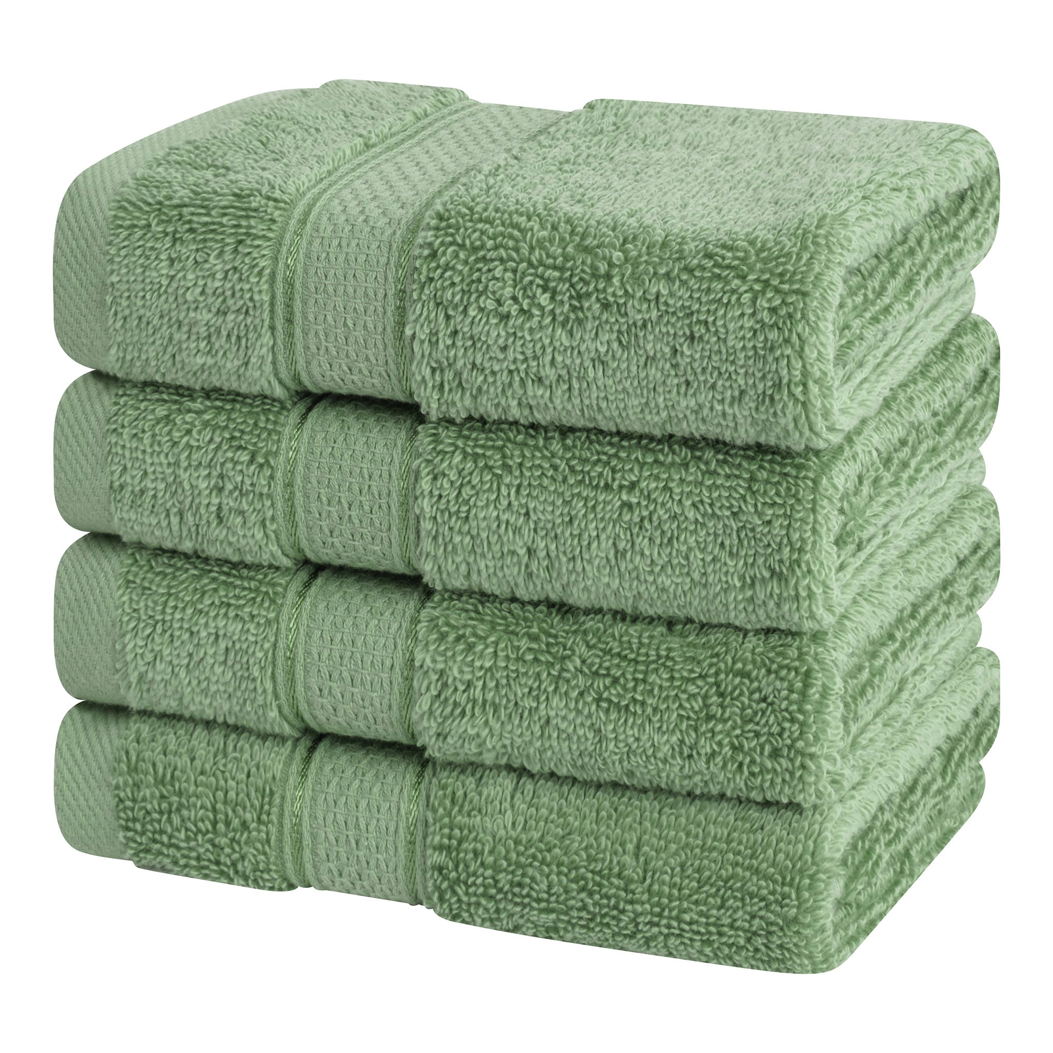 American Soft Linen Salem 100% Turkish Combed Cotton Luxury 4 Piece Washcloth Set -sage-green-4