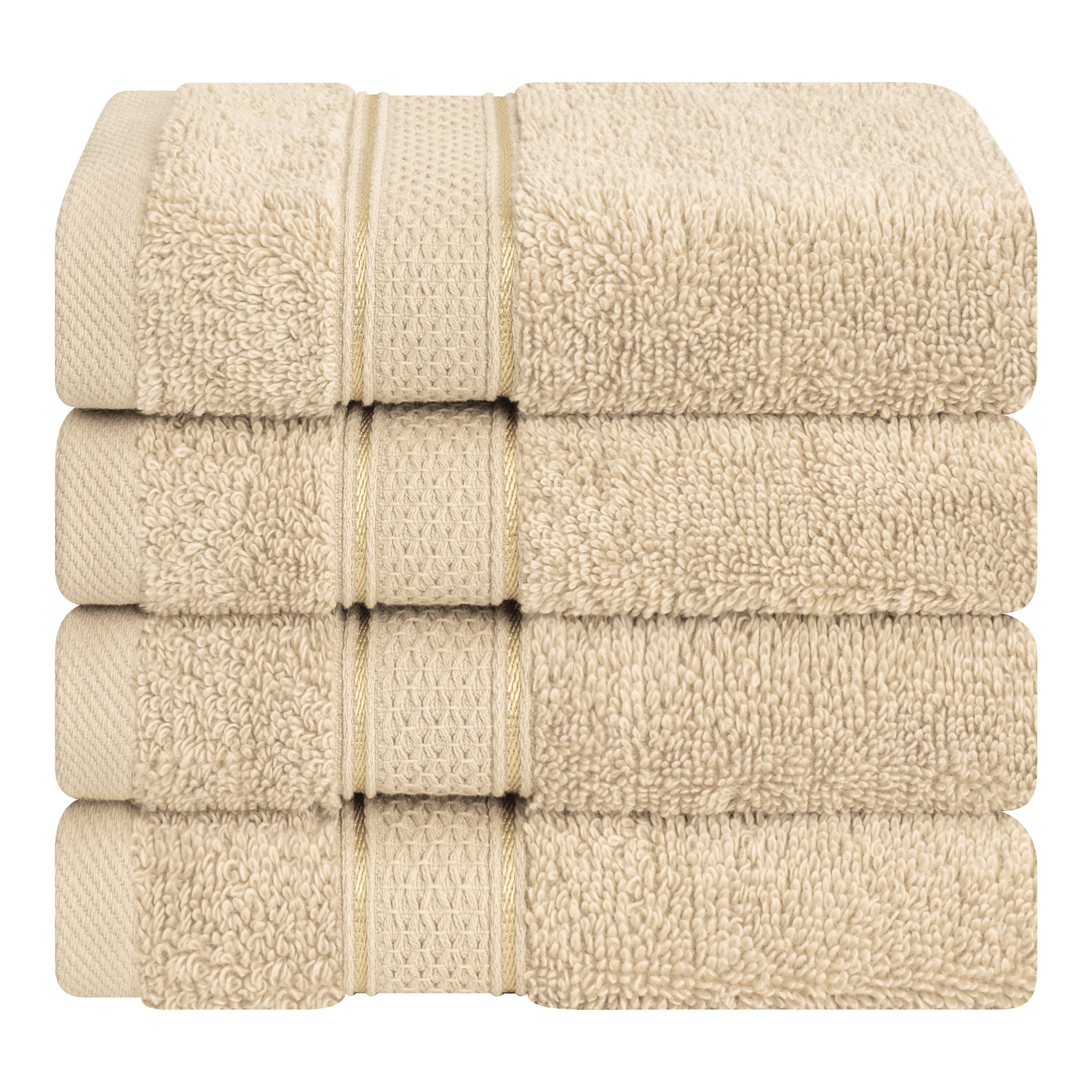 American Soft Linen Salem 100% Turkish Combed Cotton Luxury 4 Piece Washcloth Set -sand-taupe-1