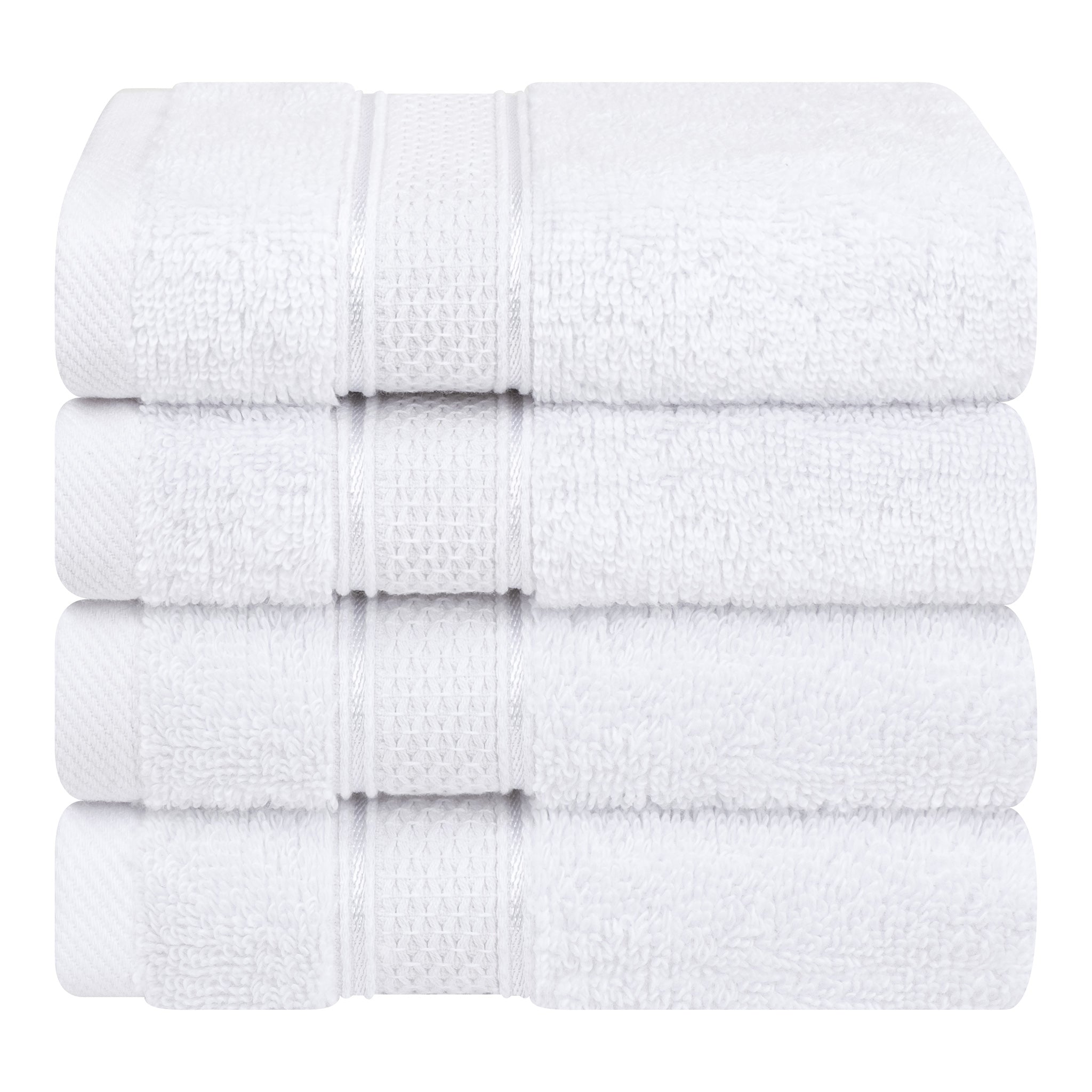 American Soft Linen Salem 100% Turkish Combed Cotton Luxury 4 Piece Washcloth Set -white-1