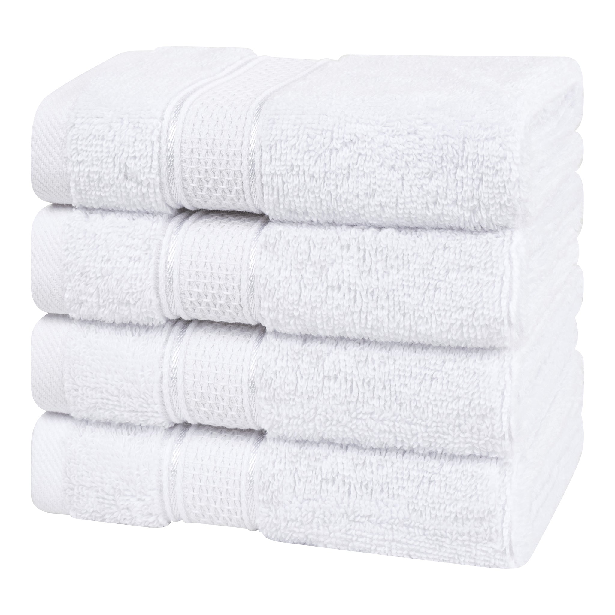 American Soft Linen Salem 100% Turkish Combed Cotton Luxury 4 Piece Washcloth Set -white-4