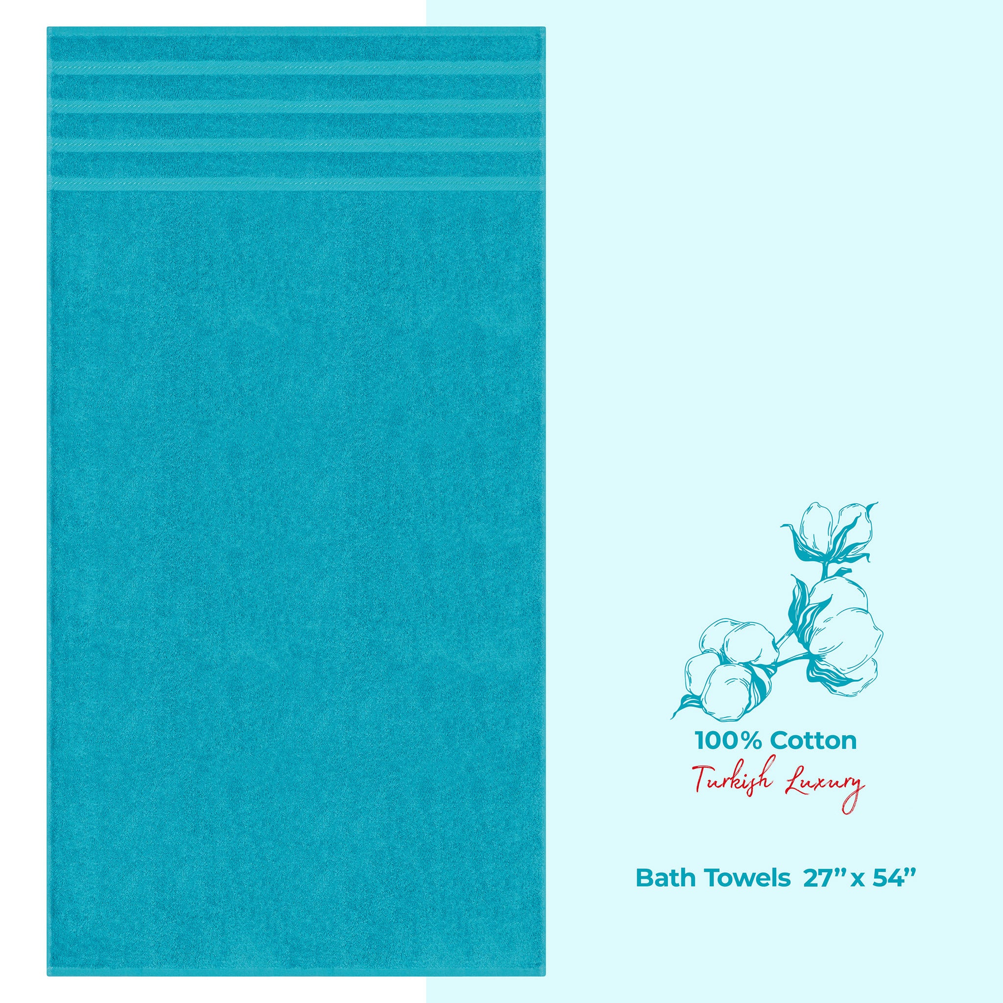 American Soft Linen Single Piece 100% Cotton Turkish Towels with 20 Different Colors, Create Your Set, Aqua Blue, Bath towels 1