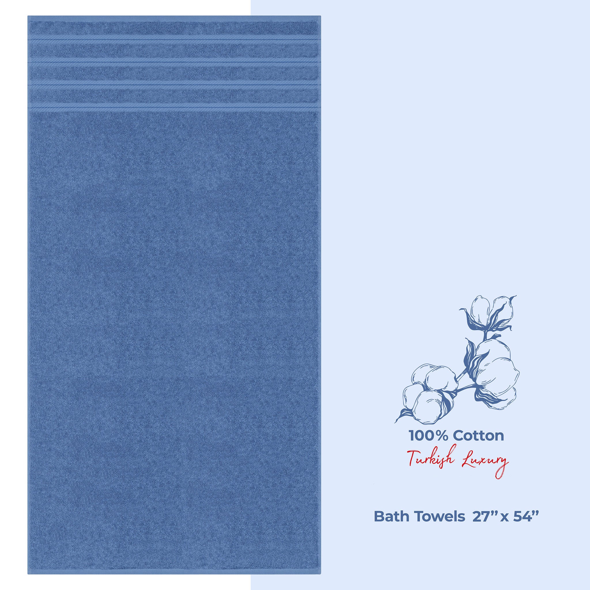 American Soft Linen Single Piece 100% Cotton Turkish Towels with 20 Different Colors, Create Your Set, Electric Blue, Bath towels 1