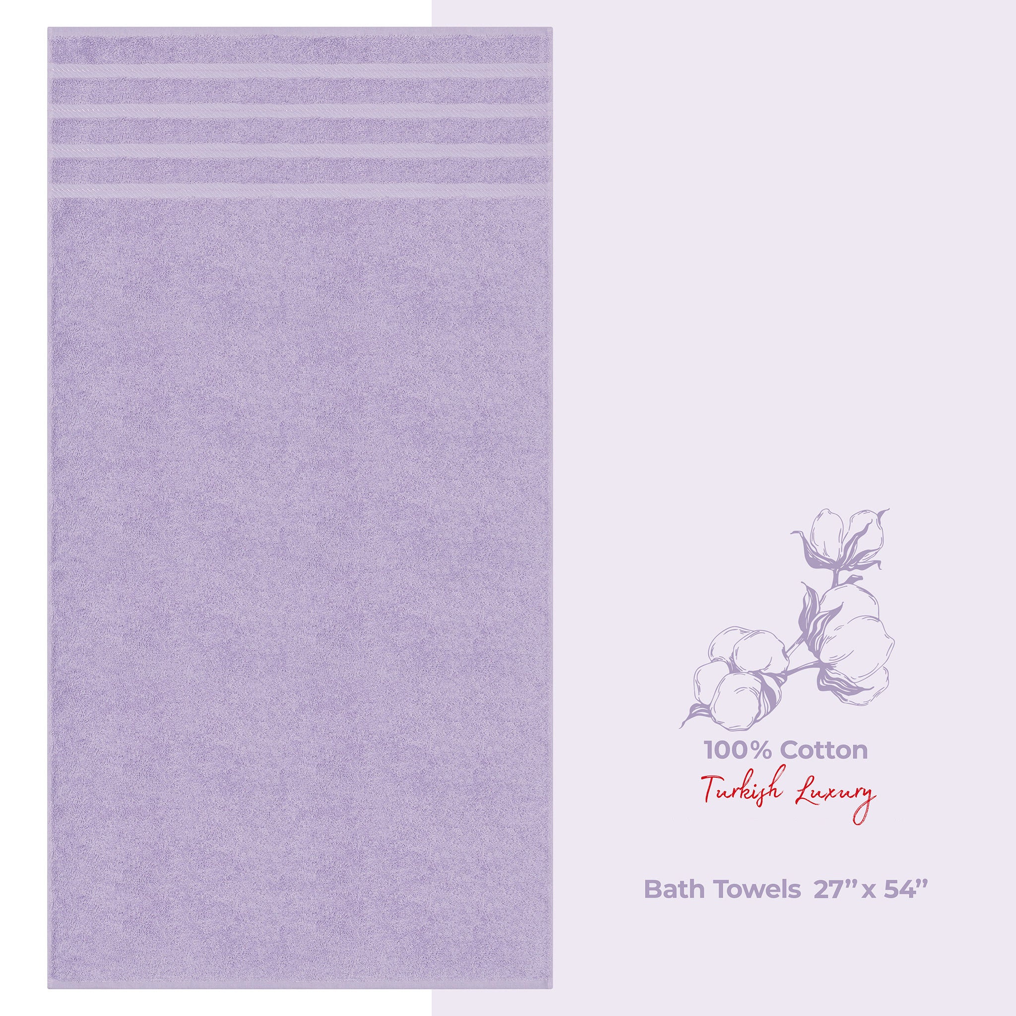 American Soft Linen Single Piece 100% Cotton Turkish Towels with 20 Different Colors, Create Your Set, Lilac, Bath towels 1