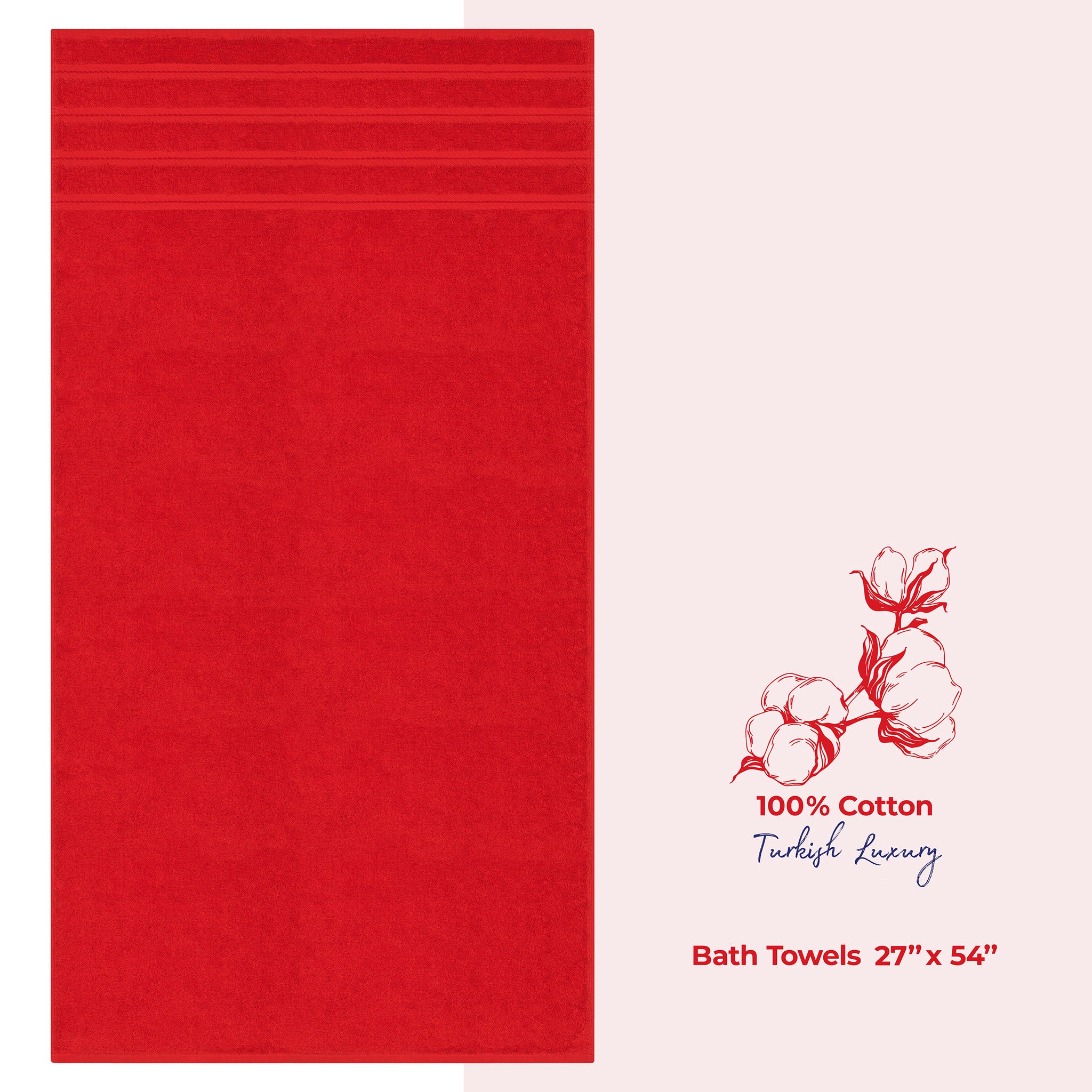 American Soft Linen Single Piece 100% Cotton Turkish Towels with 20 Different Colors, Create Your Set, Red, Bath towels 1