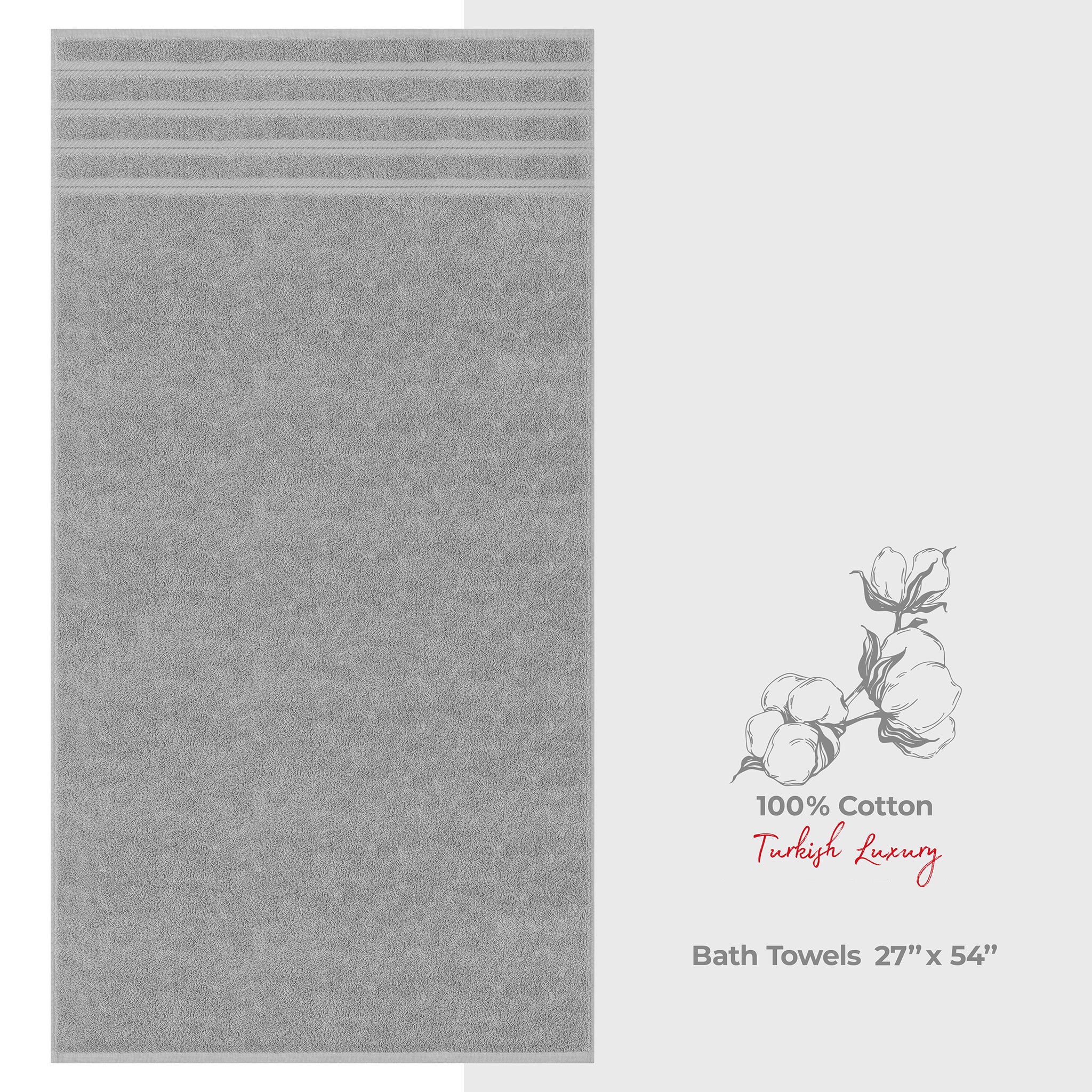 American Soft Linen Single Piece 100% Cotton Turkish Towels with 20 Different Colors, Create Your Set, Rockridge Gray, Bath towels 1