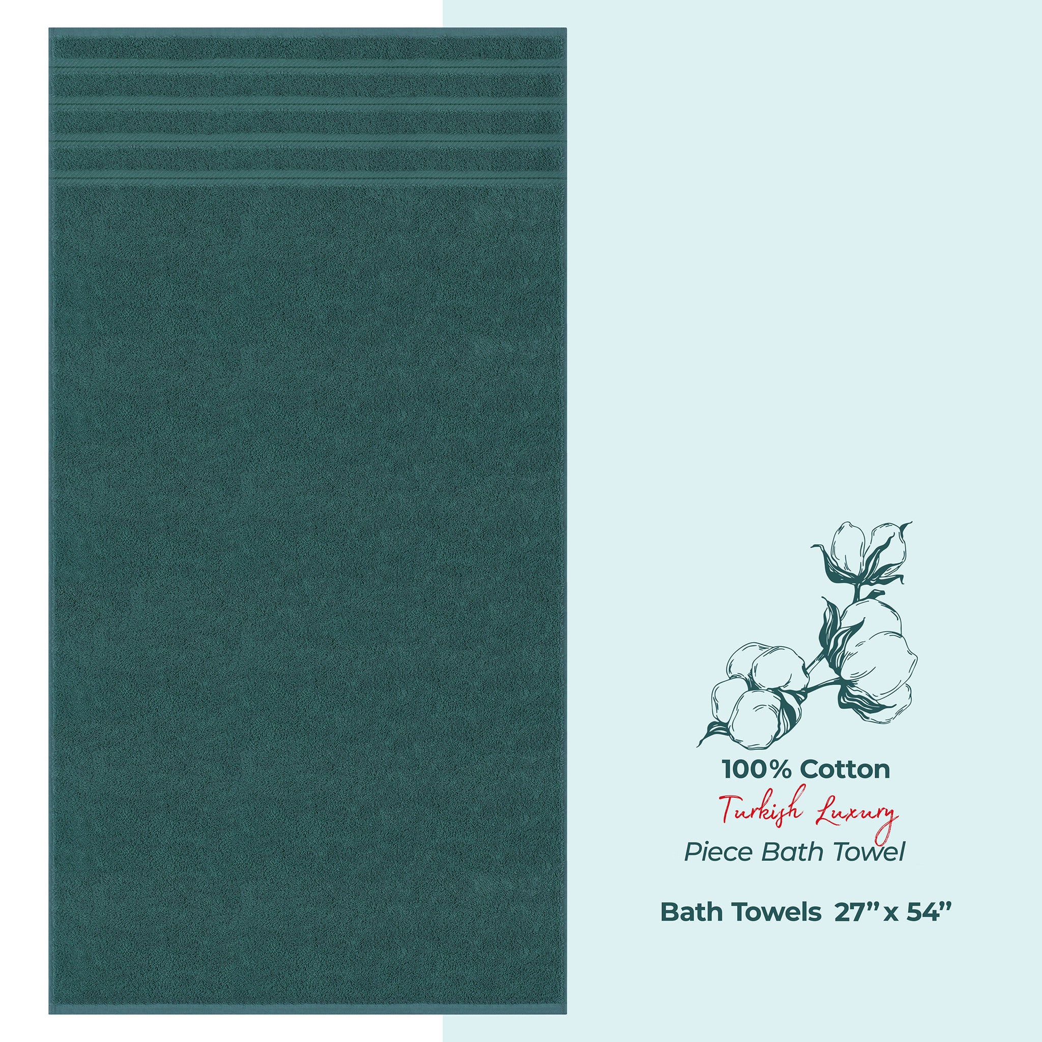 American Soft Linen Single Piece 100% Cotton Turkish Towels with 20 Different Colors, Create Your Set, Teal, Bath towels 1
