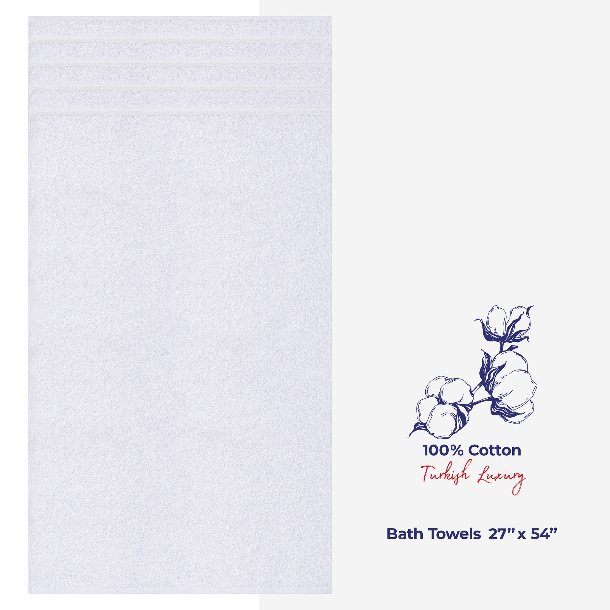 American Soft Linen Single Piece 100% Cotton Turkish Towels with 20 Different Colors, Create Your Set, White, Bath towels 1