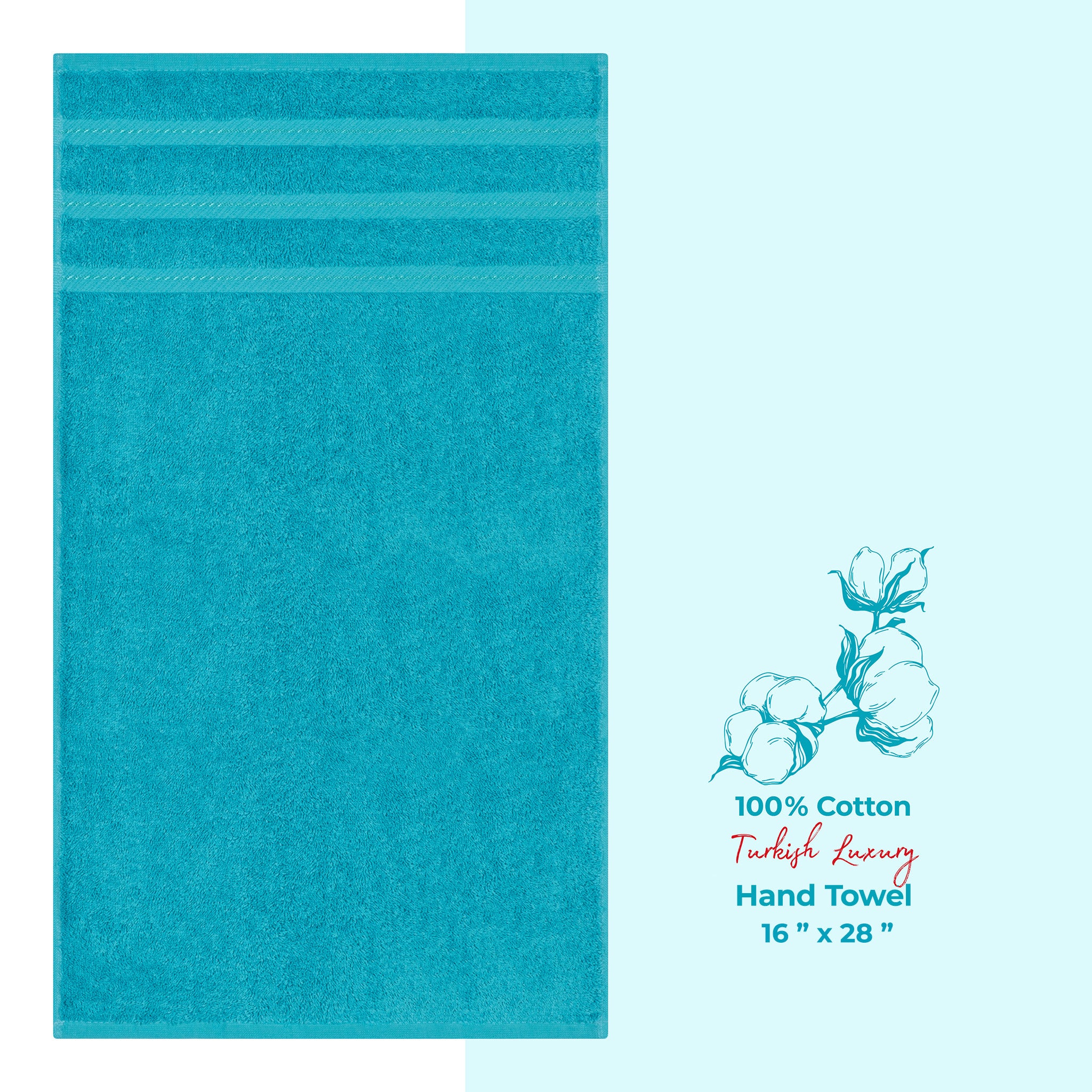 American Soft Linen Single Piece 100% Cotton Turkish Towels with 20 Different Colors, Create Your Set, Aqua Blue, Hand towels 1