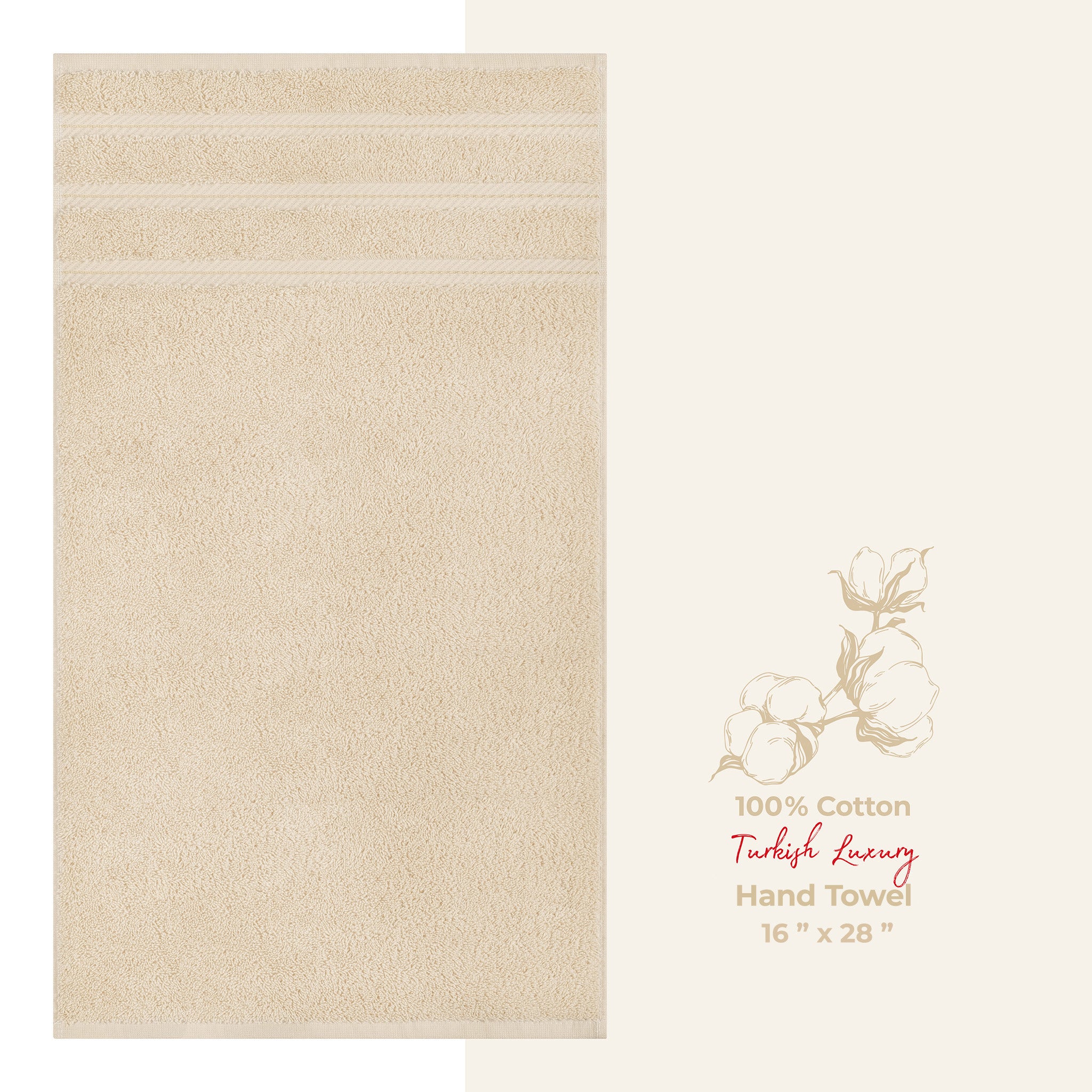 American Soft Linen Single Piece 100% Cotton Turkish Towels with 20 Different Colors, Create Your Set, Beige, Hand towels 1