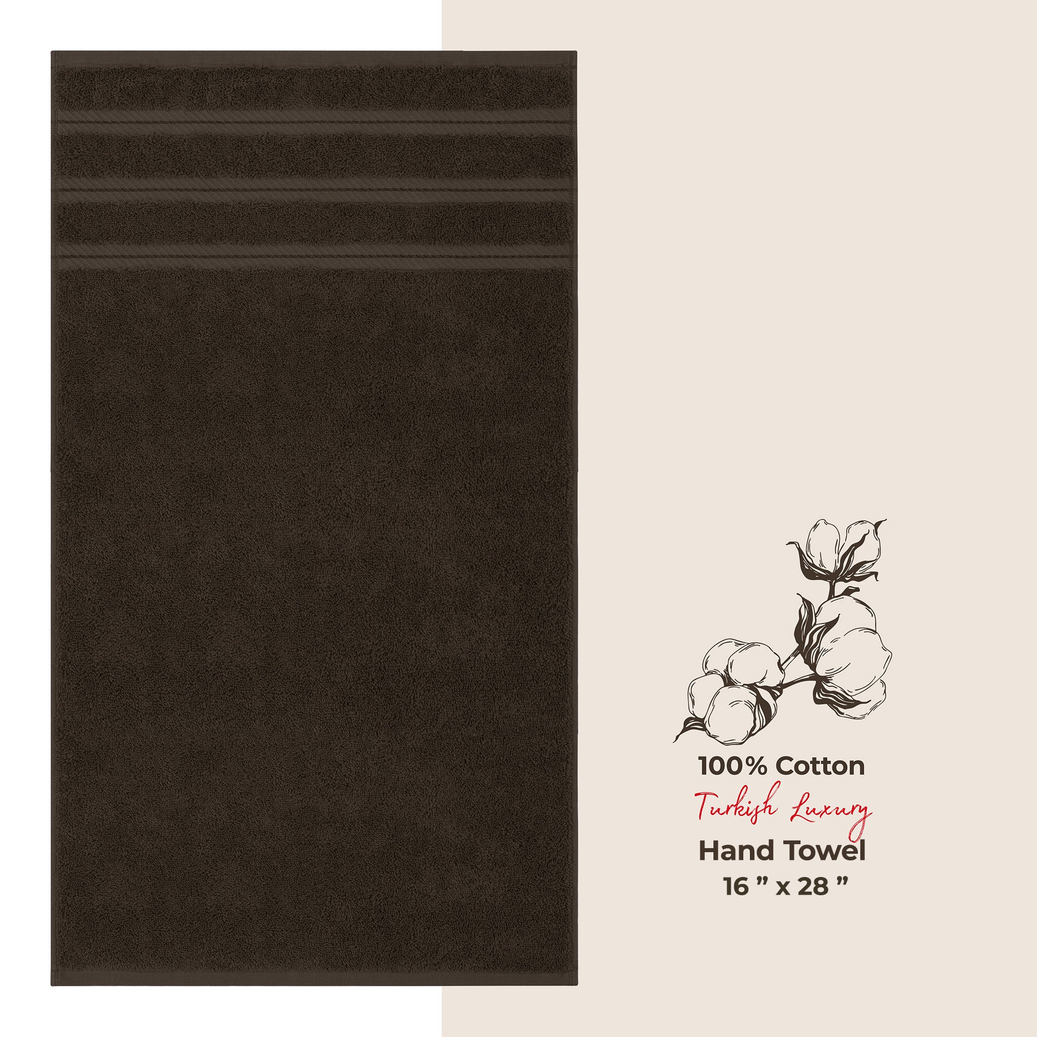American Soft Linen Single Piece 100% Cotton Turkish Towels with 20 Different Colors, Create Your Set, Chocolate Brown, Hand towels 1