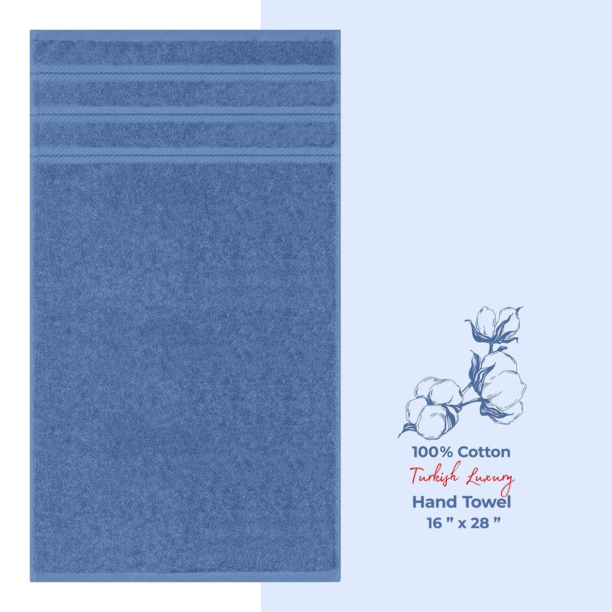 American Soft Linen Single Piece 100% Cotton Turkish Towels with 20 Different Colors, Create Your Set, Electric Blue, Hand towels 1