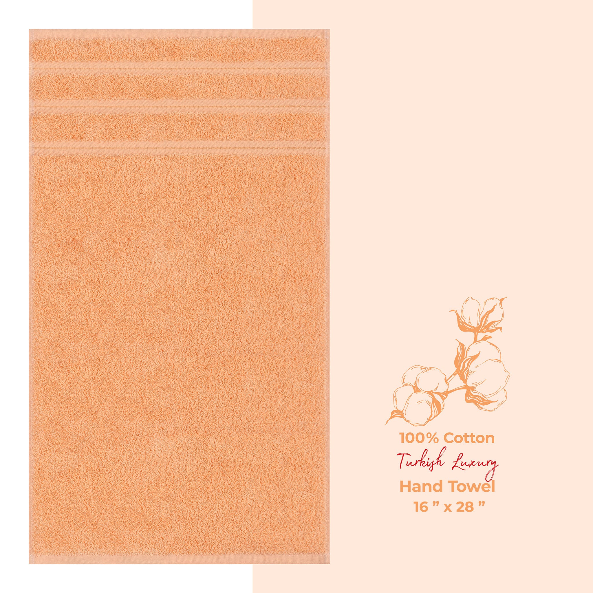 American Soft Linen Single Piece 100% Cotton Turkish Towels with 20 Different Colors, Create Your Set, Malibu Peach, Hand towels 1