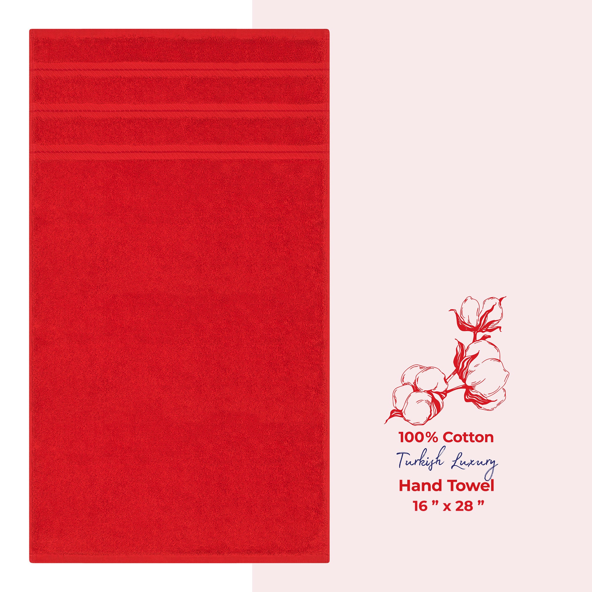 American Soft Linen Single Piece 100% Cotton Turkish Towels with 20 Different Colors, Create Your Set, Red, Hand towels 1