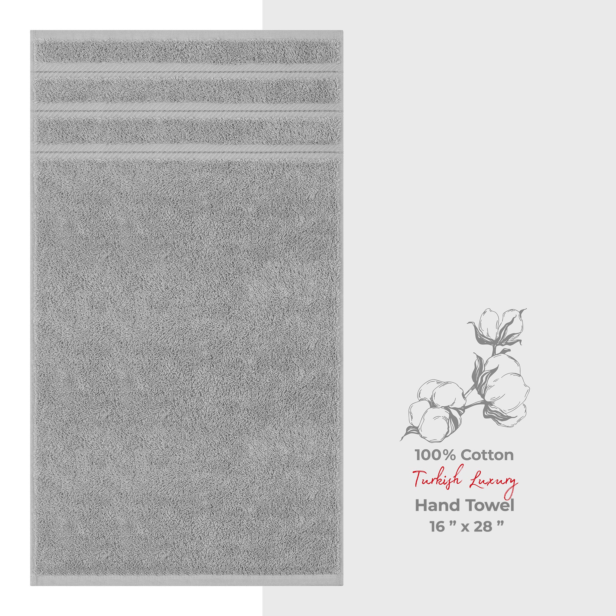 American Soft Linen Single Piece 100% Cotton Turkish Towels with 20 Different Colors, Create Your Set, Rockridge Gray, Hand towels 1