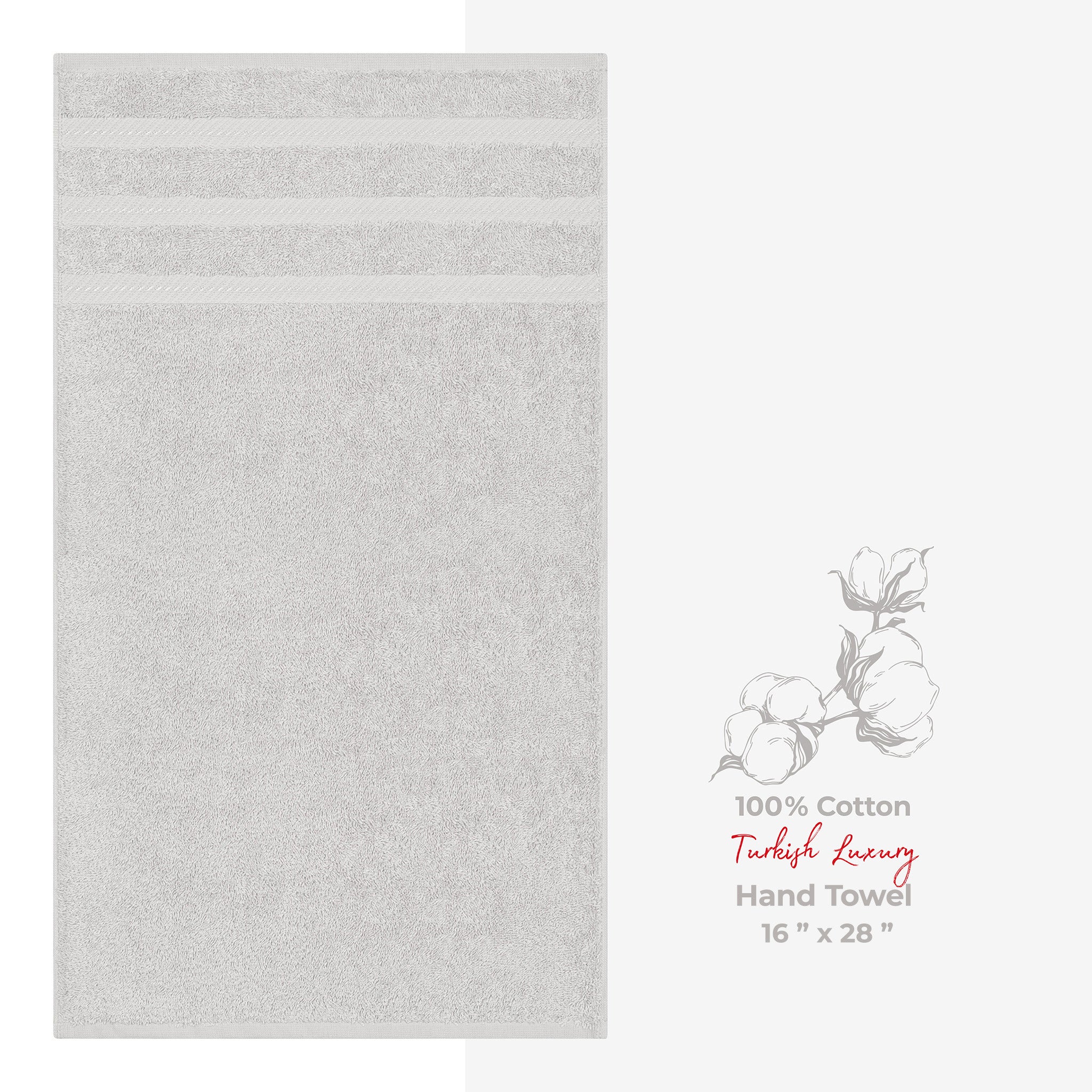 American Soft Linen Single Piece 100% Cotton Turkish Towels with 20 Different Colors, Create Your Set, Silver Gray, Hand towels 1