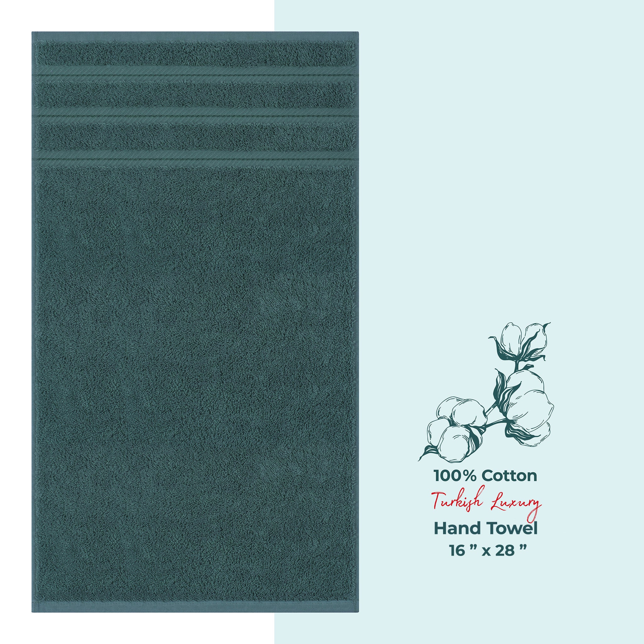 American Soft Linen Single Piece 100% Cotton Turkish Towels with 20 Different Colors, Create Your Set, Teal, Hand towels 1