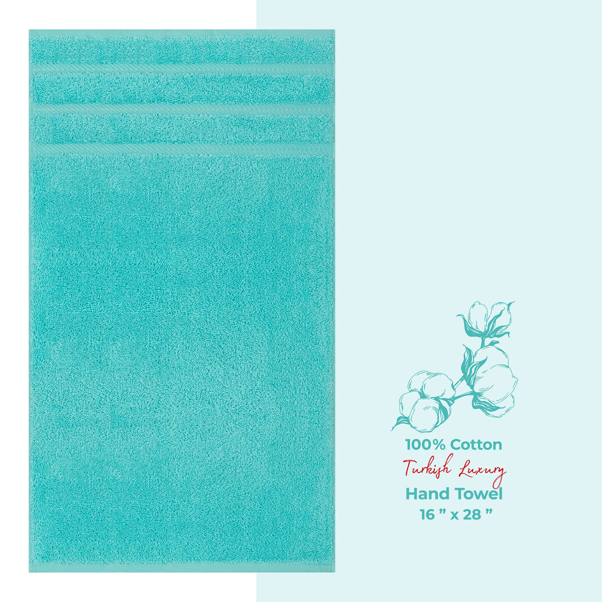 American Soft Linen Single Piece 100% Cotton Turkish Towels with 20 Different Colors, Create Your Set, Turquoise, Hand towels 1