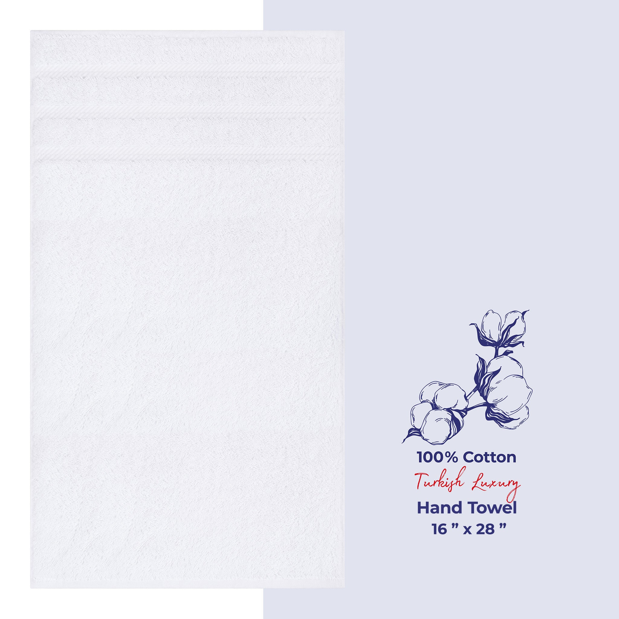 American Soft Linen Single Piece 100% Cotton Turkish Towels with 20 Different Colors, Create Your Set, White, Hand towels 1