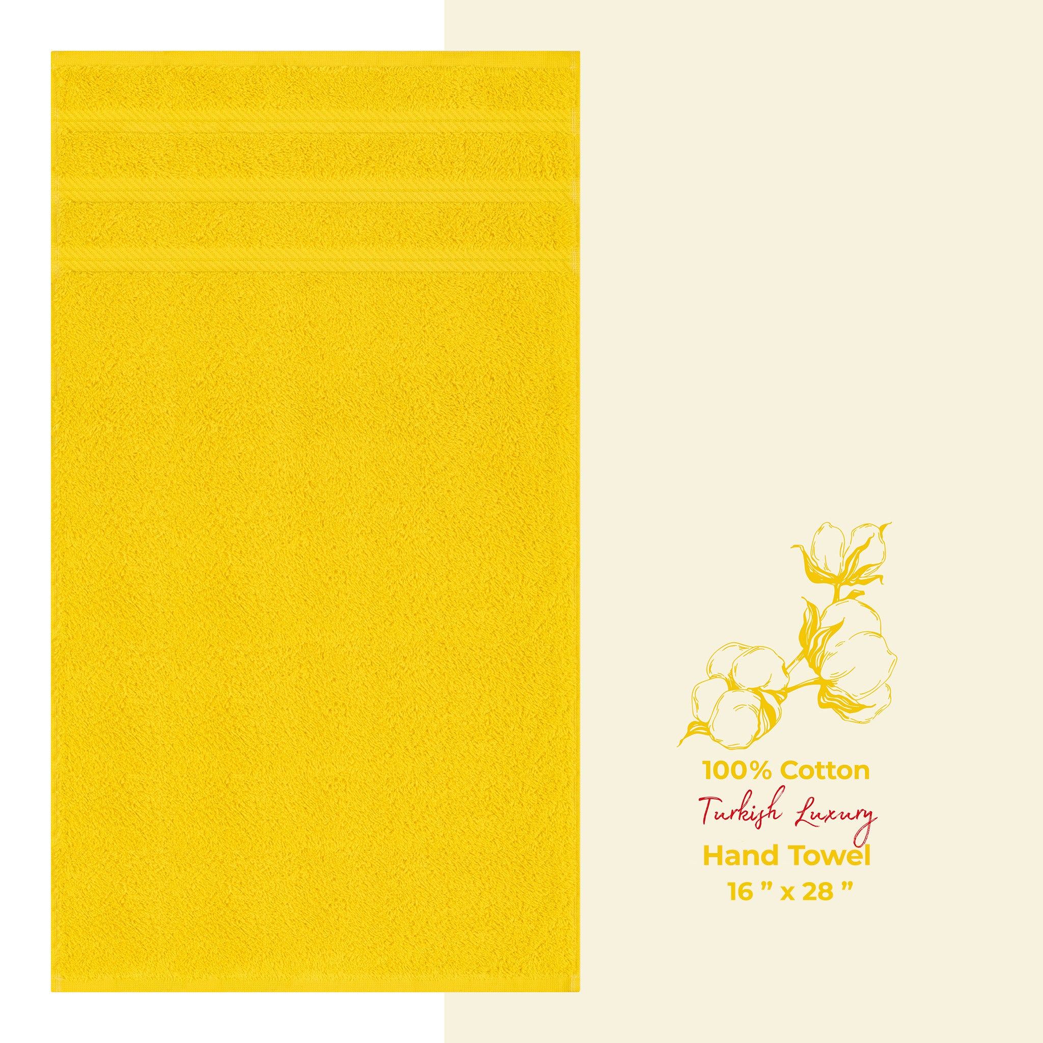 American Soft Linen Single Piece 100% Cotton Turkish Towels with 20 Different Colors, Create Your Set, Yellow, Hand towels 1