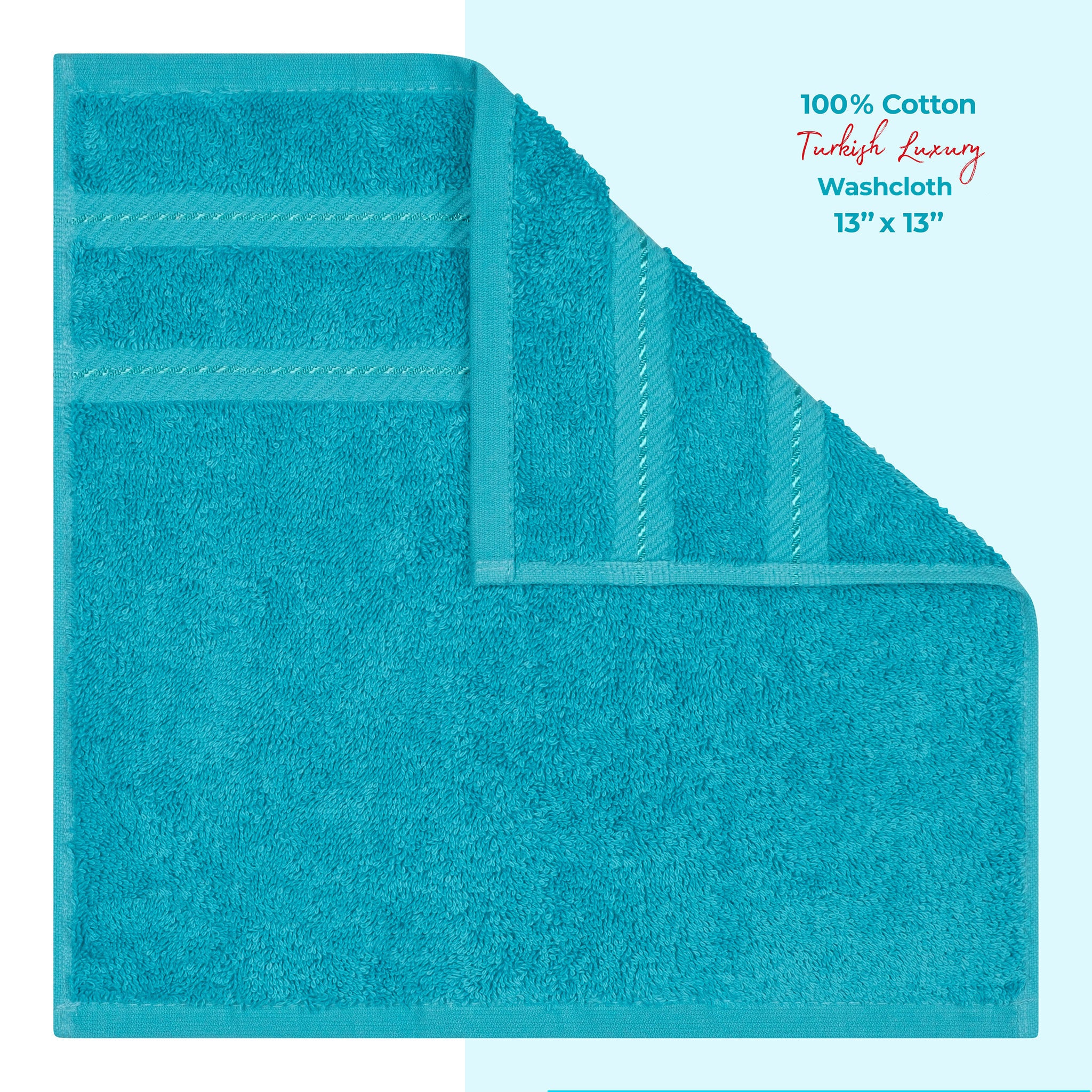 American Soft Linen Single Piece 100% Cotton Turkish Towels with 20 Different Colors, Create Your Set, Aqua Blue, Washcloth towels 1