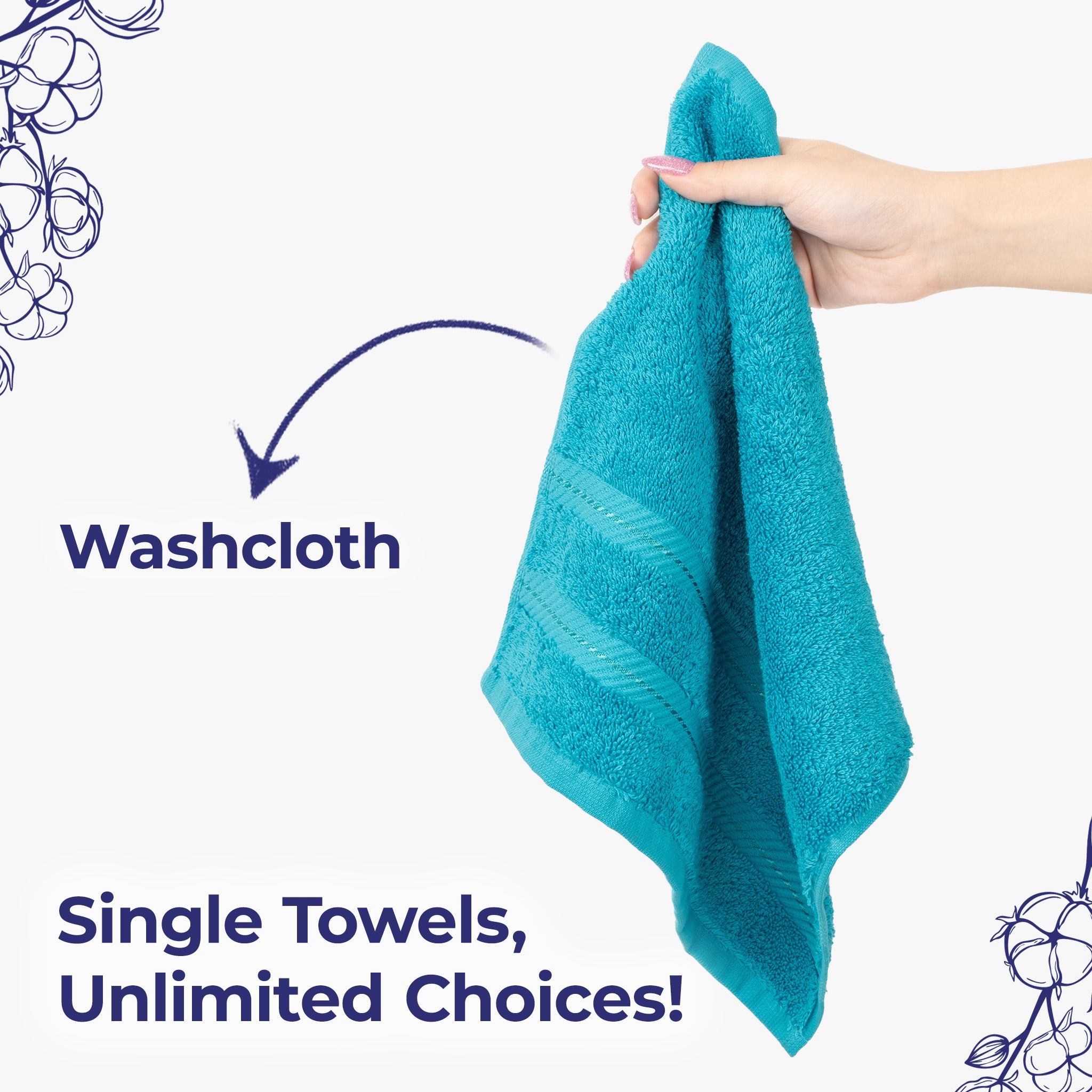 American Soft Linen Single Piece 100% Cotton Turkish Towels with 20 Different Colors, Create Your Set, Aqua Blue, Washcloth towels 2