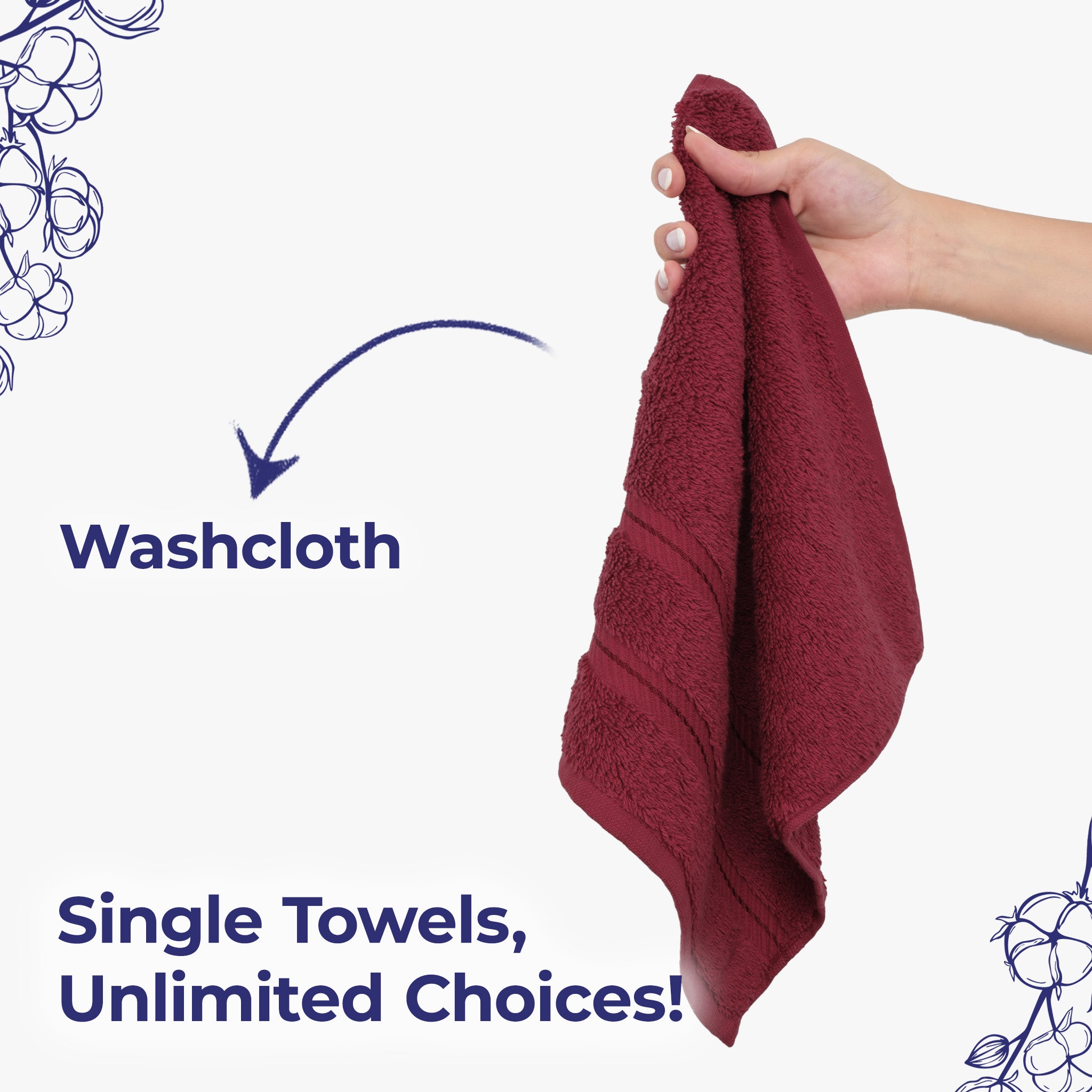 American Soft Linen Single Piece 100% Cotton Turkish Towels with 20 Different Colors, Create Your Set, Bordeaux Red, Washcloth towels 2