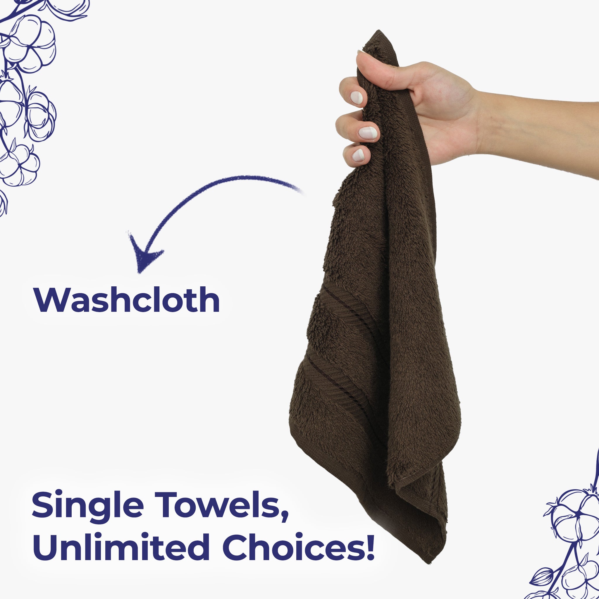American Soft Linen Single Piece 100% Cotton Turkish Towels with 20 Different Colors, Create Your Set, Chocolate Brown, Washcloth towels 2