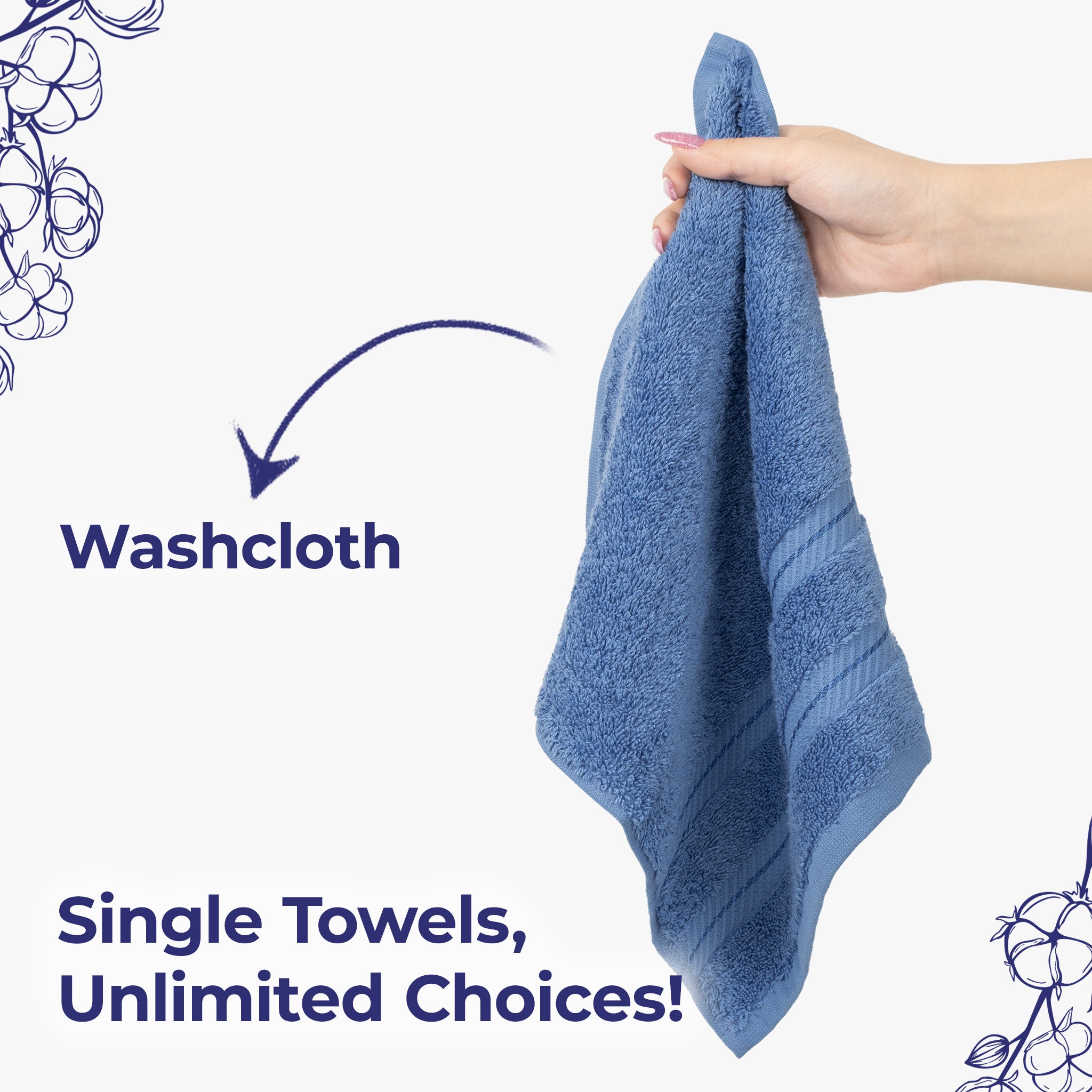 American Soft Linen Single Piece 100% Cotton Turkish Towels with 20 Different Colors, Create Your Set, Electric Blue, Washcloth towels 2
