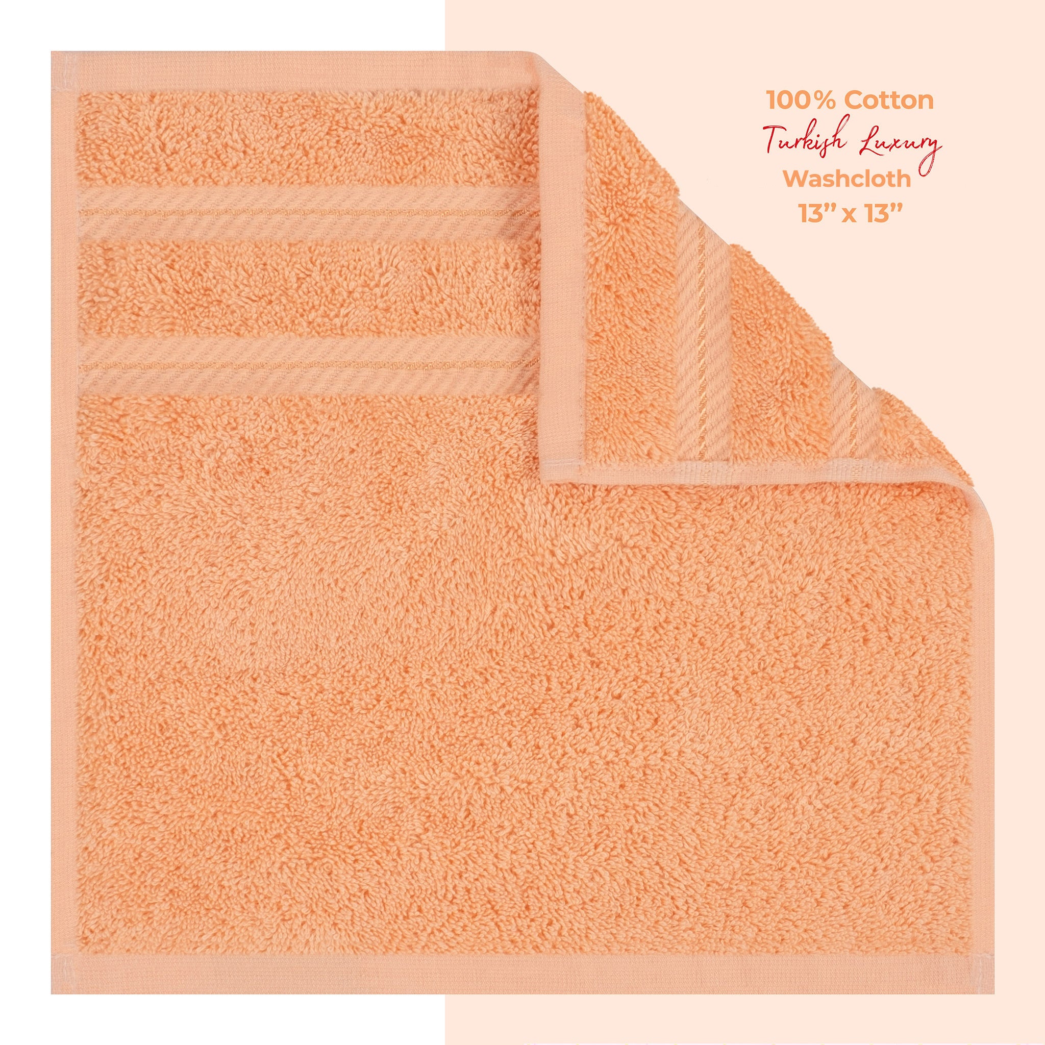 American Soft Linen Single Piece 100% Cotton Turkish Towels with 20 Different Colors, Create Your Set, Malibu Peach, Washcloth towels 1