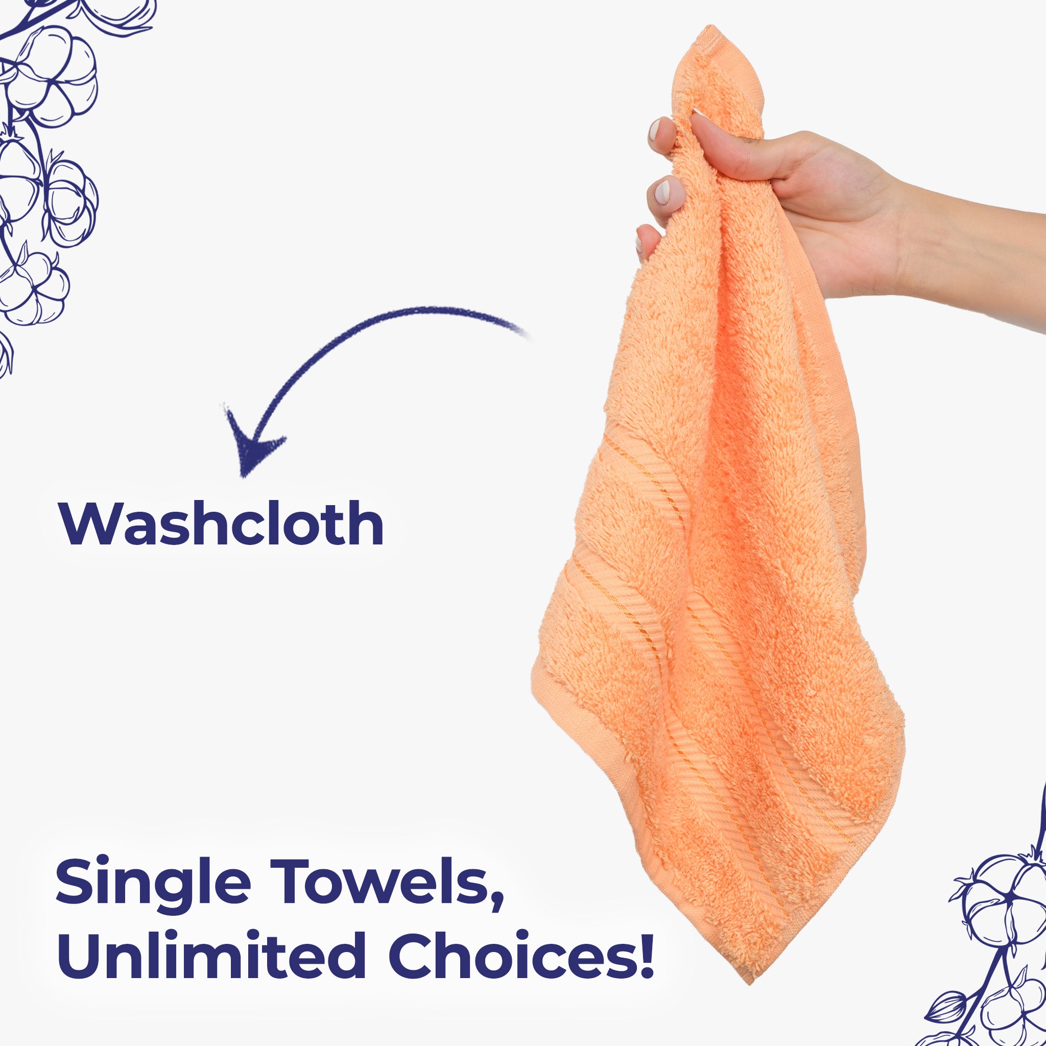 American Soft Linen Single Piece 100% Cotton Turkish Towels with 20 Different Colors, Create Your Set, Malibu Peach, Washcloth towels 2