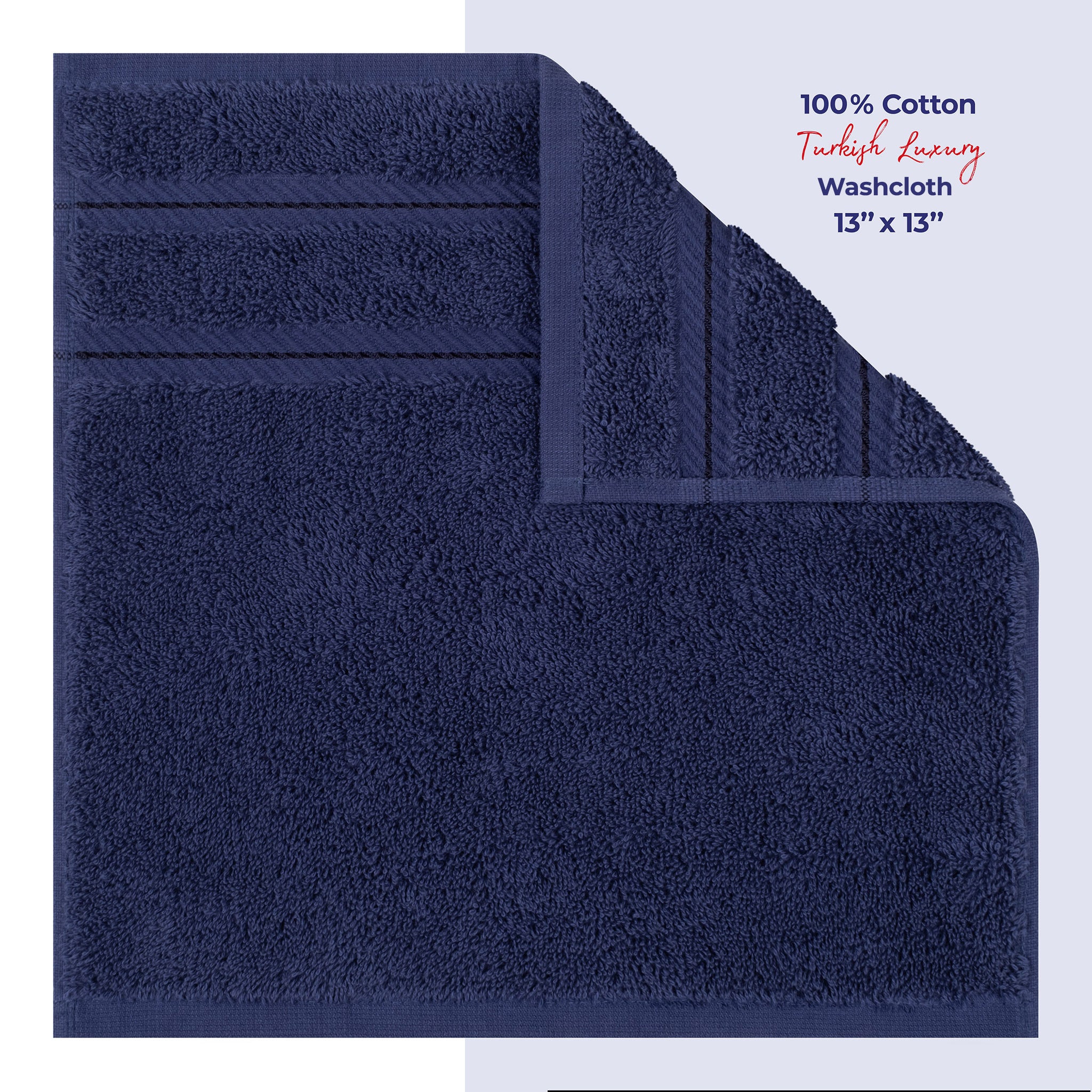 American Soft Linen Single Piece 100% Cotton Turkish Towels with 20 Different Colors, Create Your Set, Navy - Blue, Washcloth towels 1