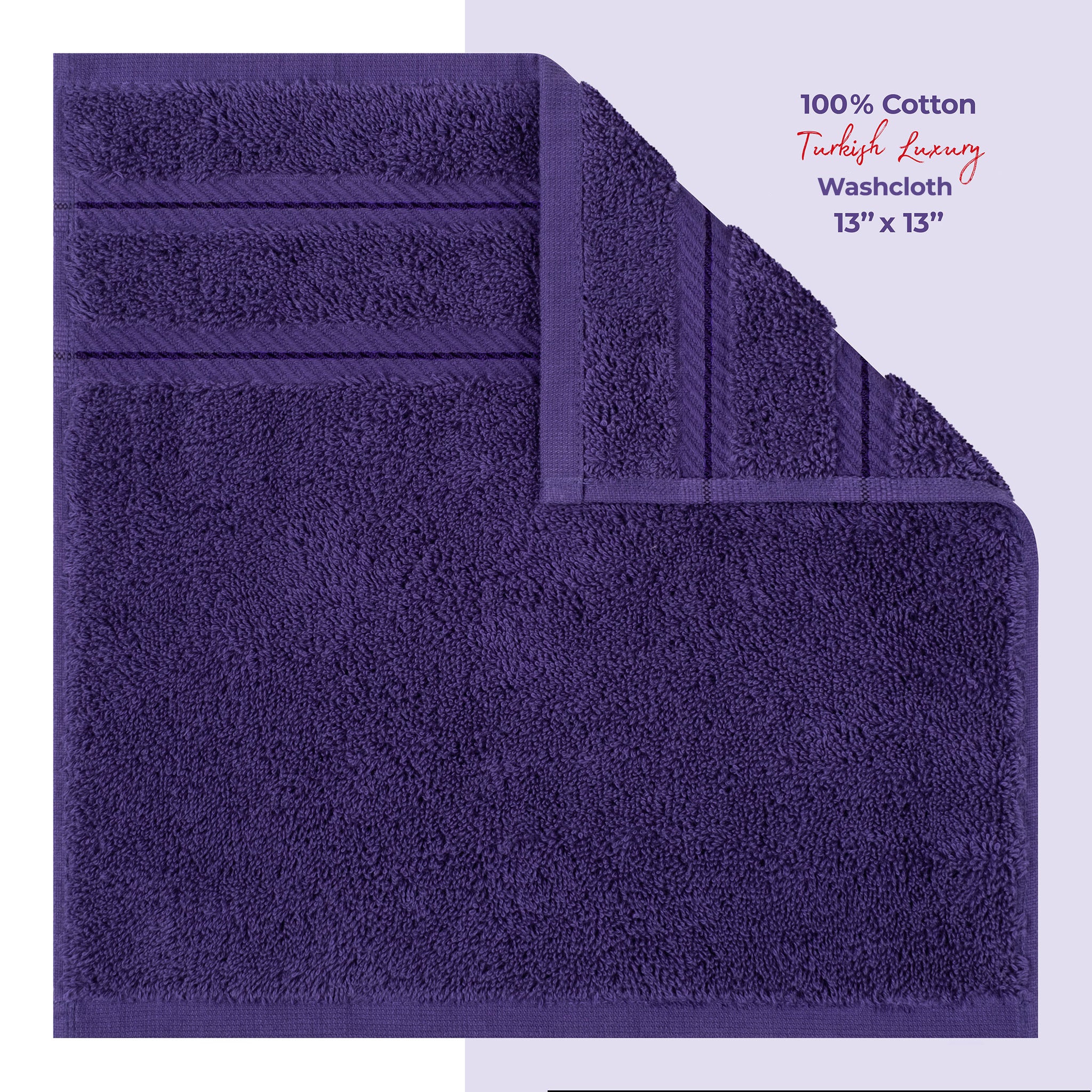 American Soft Linen Single Piece 100% Cotton Turkish Towels with 20 Different Colors, Create Your Set, Purple, Washcloth towels 1