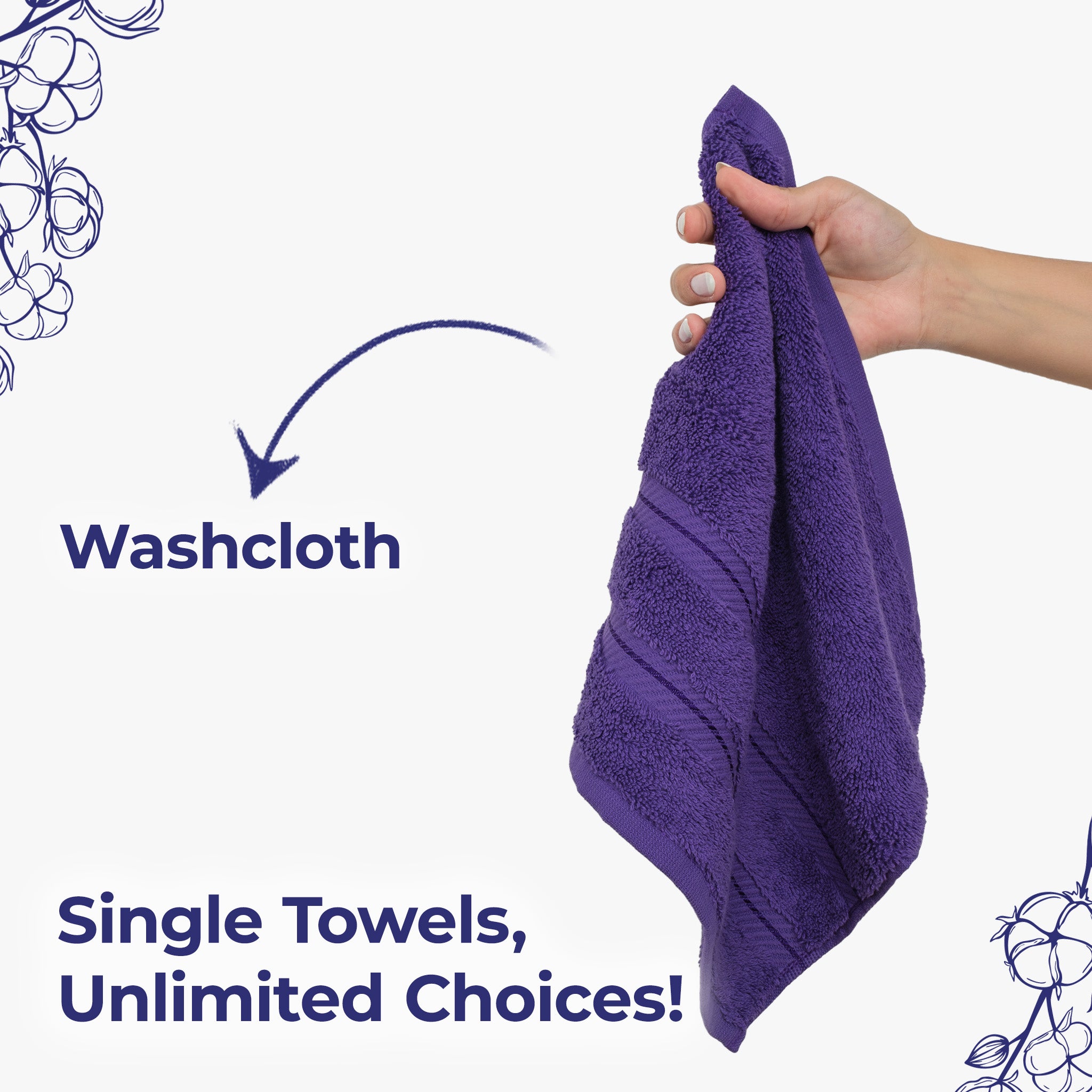 American Soft Linen Single Piece 100% Cotton Turkish Towels with 20 Different Colors, Create Your Set, Purple, Washcloth towels 2