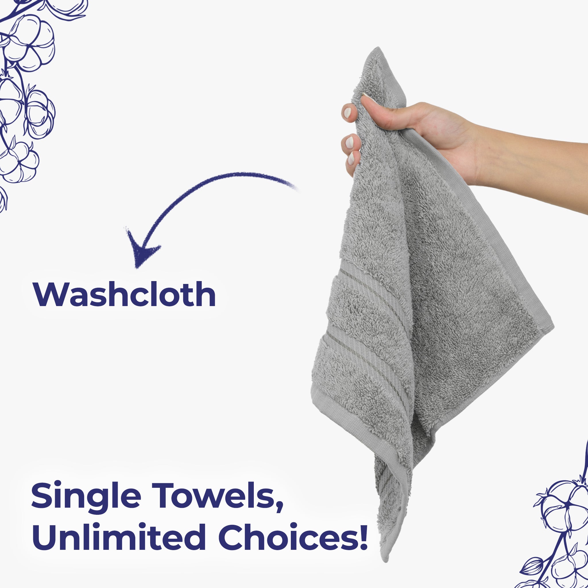 American Soft Linen Single Piece 100% Cotton Turkish Towels with 20 Different Colors, Create Your Set, Rockridge Gray, Wahcloth towels 2