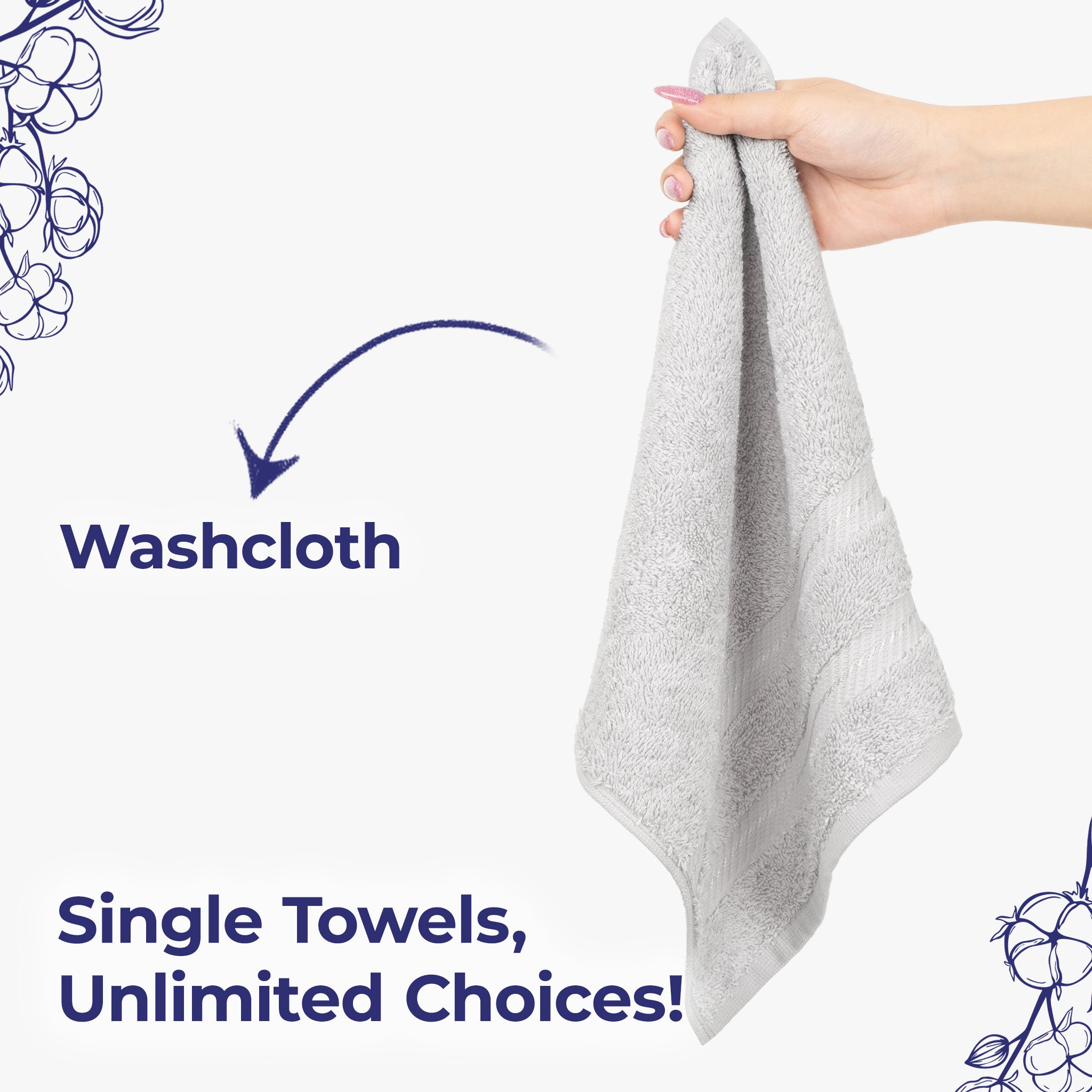 American Soft Linen Single Piece 100% Cotton Turkish Towels with 20 Different Colors, Create Your Set, Silver Gray, Washcloth towels 2