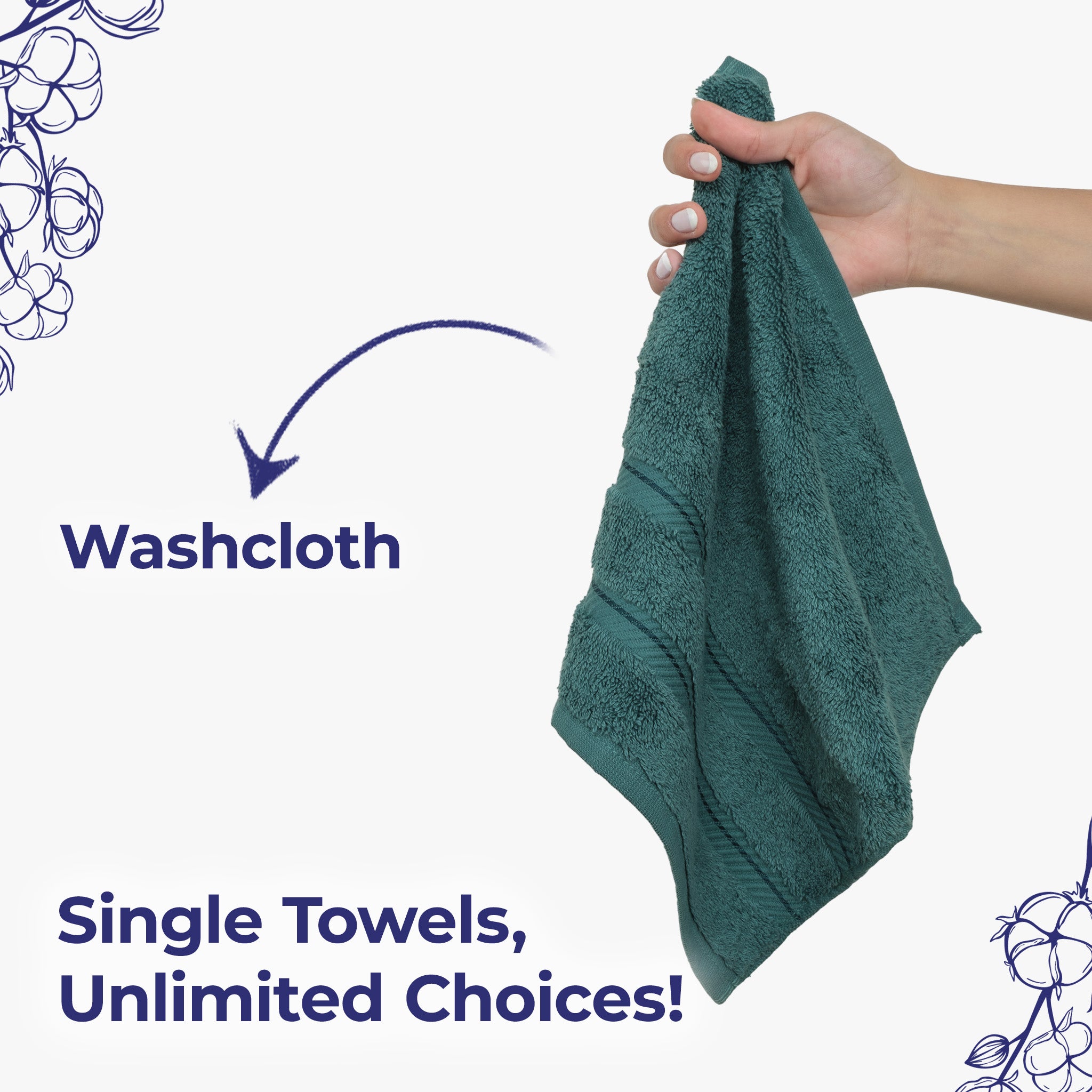 American Soft Linen Single Piece 100% Cotton Turkish Towels with 20 Different Colors, Create Your Set, Teal, Washcloth towels 3