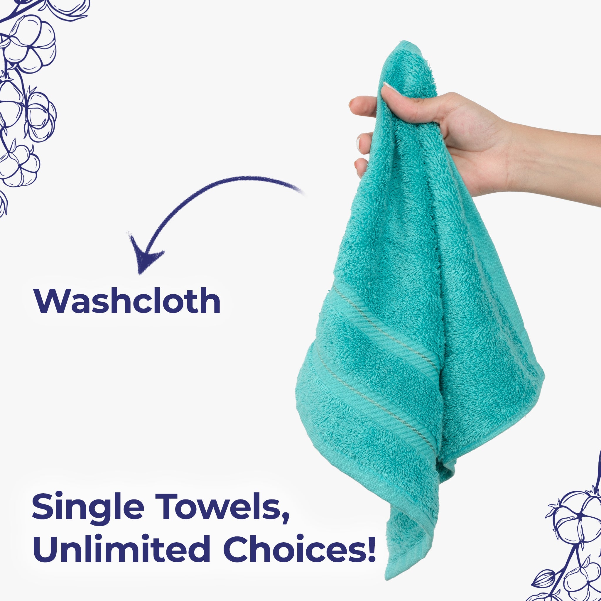 American Soft Linen Single Piece 100% Cotton Turkish Towels with 20 Different Colors, Create Your Set, Turquoise, Washcloth towels 2